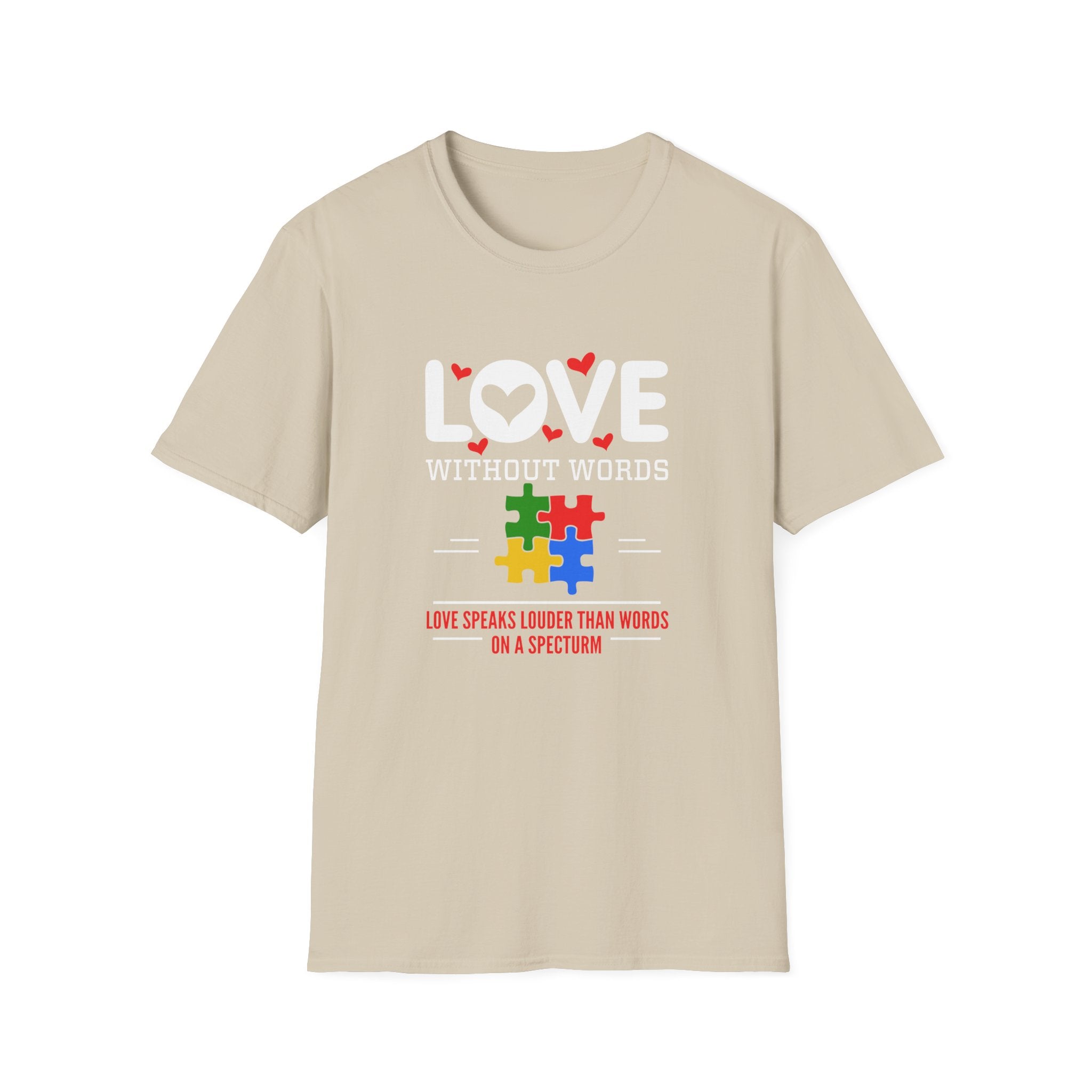 Love Without Word Autism Awareness , Adult T-Shirt