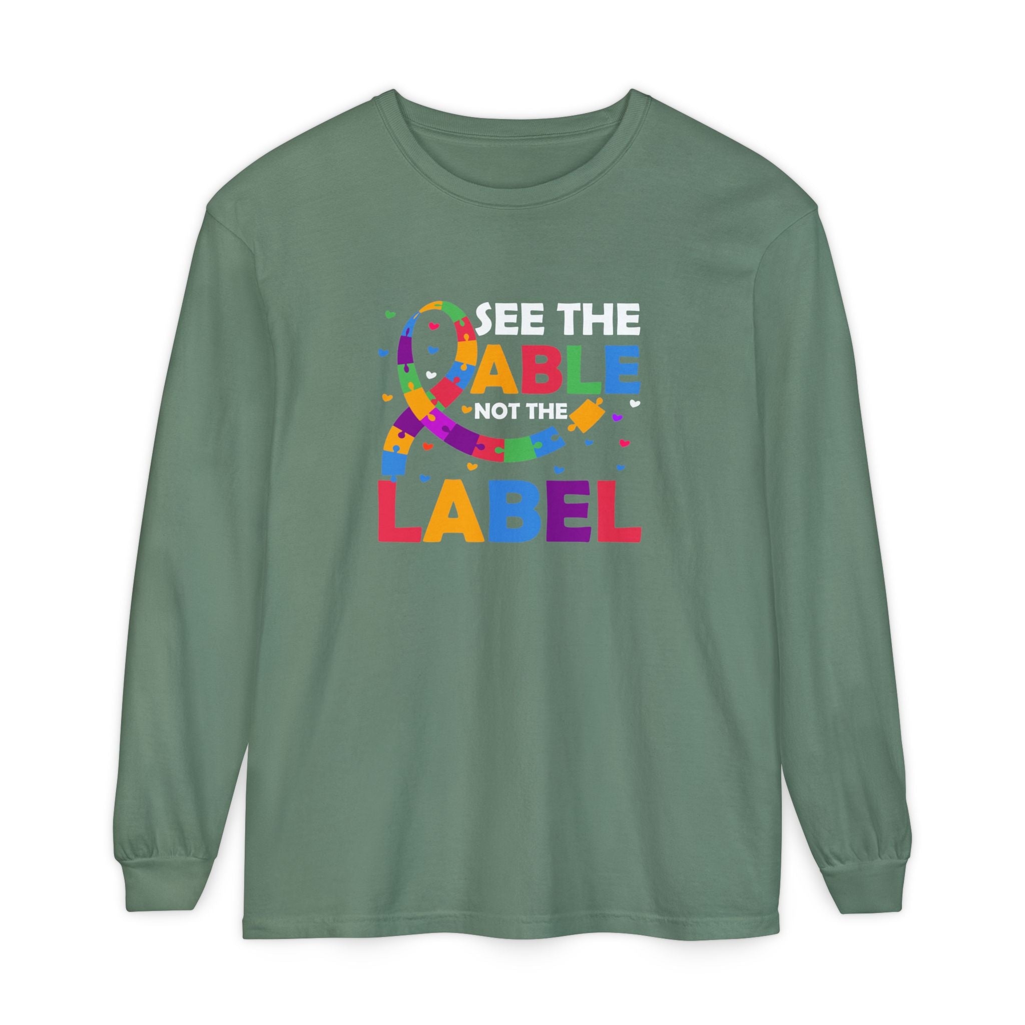 Read the Able, Not the Label, Autism Awareness & Empowerment, Adult Long Sleeve Shirt