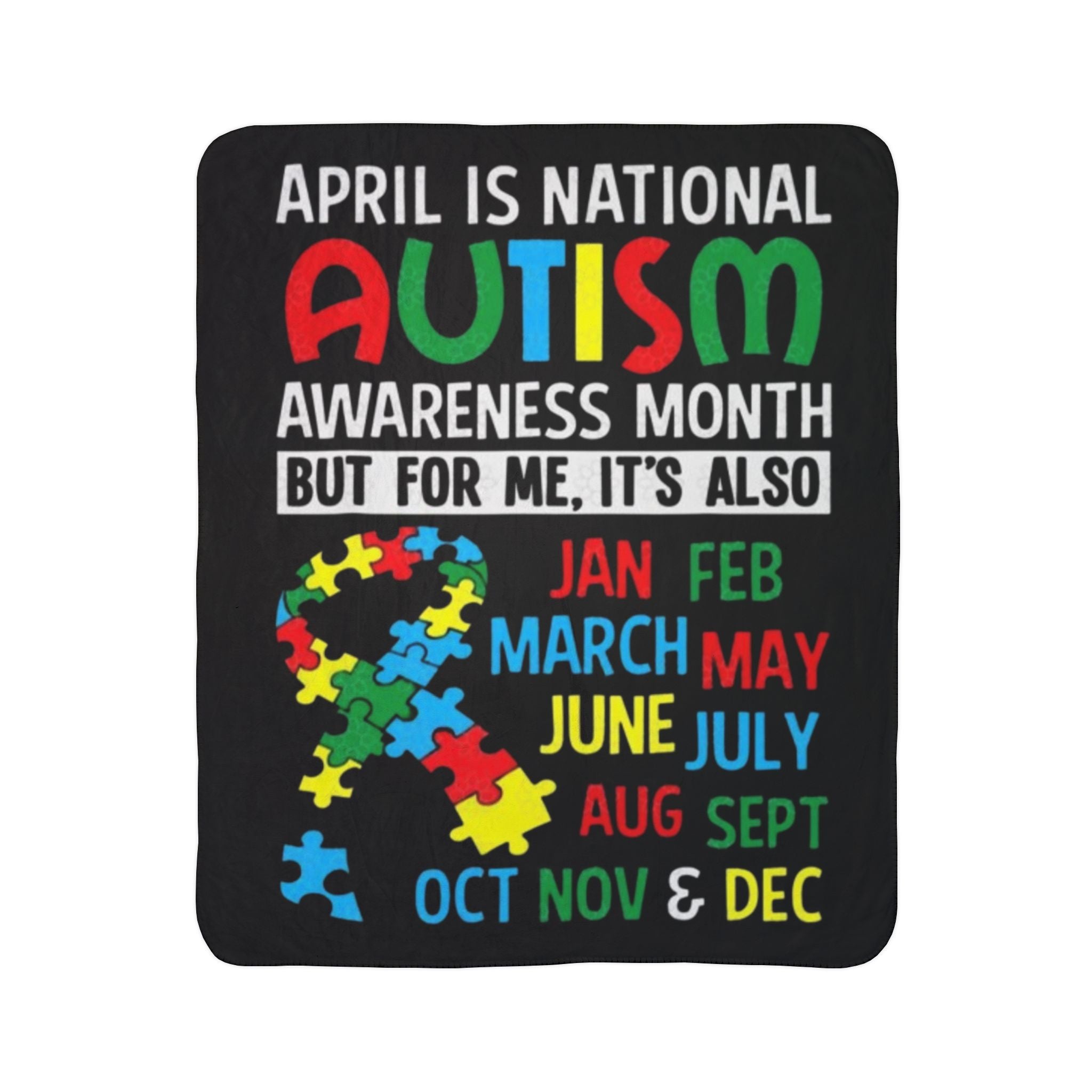 April Is National Autism, Fleece Sherpa Blanket