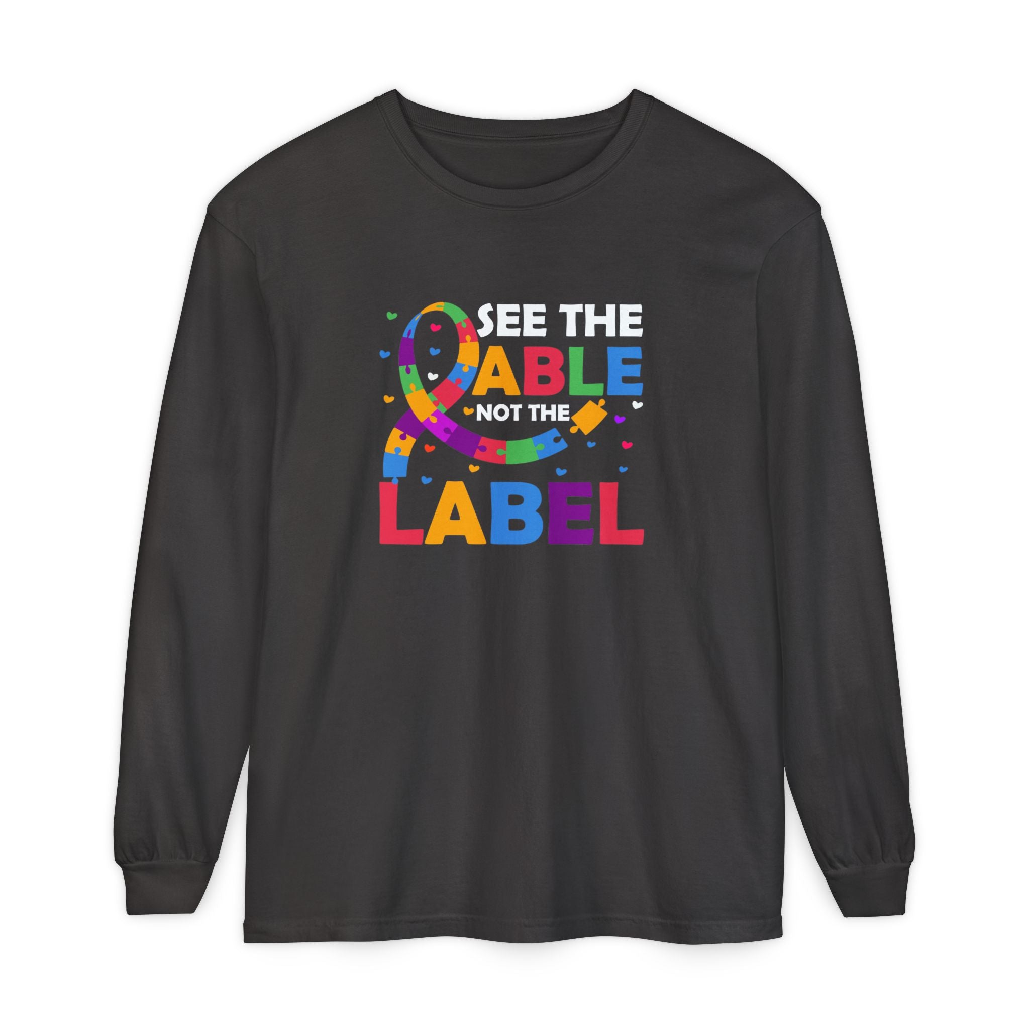 Read the Able, Not the Label, Autism Awareness & Empowerment, Adult Long Sleeve Shirt