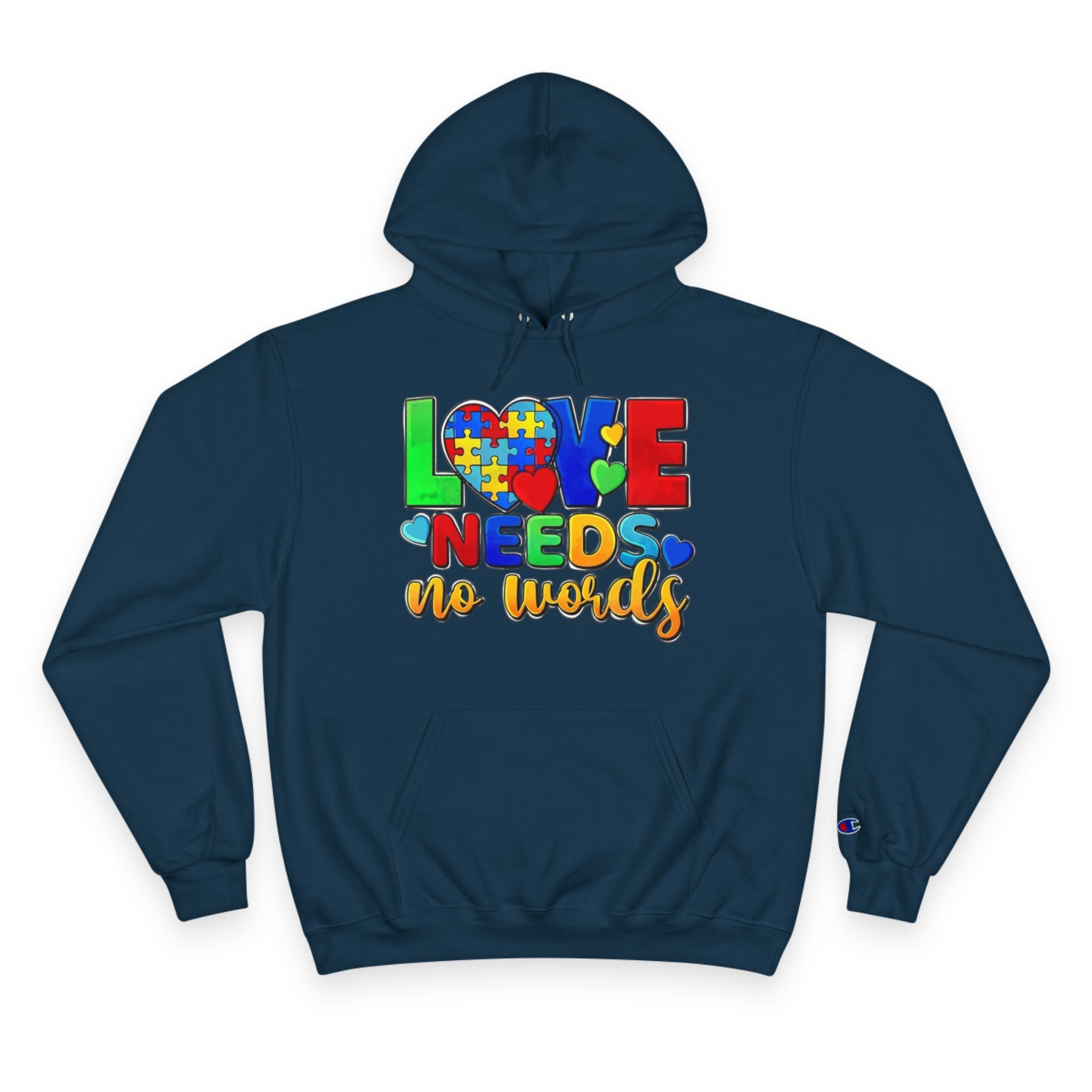 Love Needs No Words, Autism Awareness Adult Hoodie