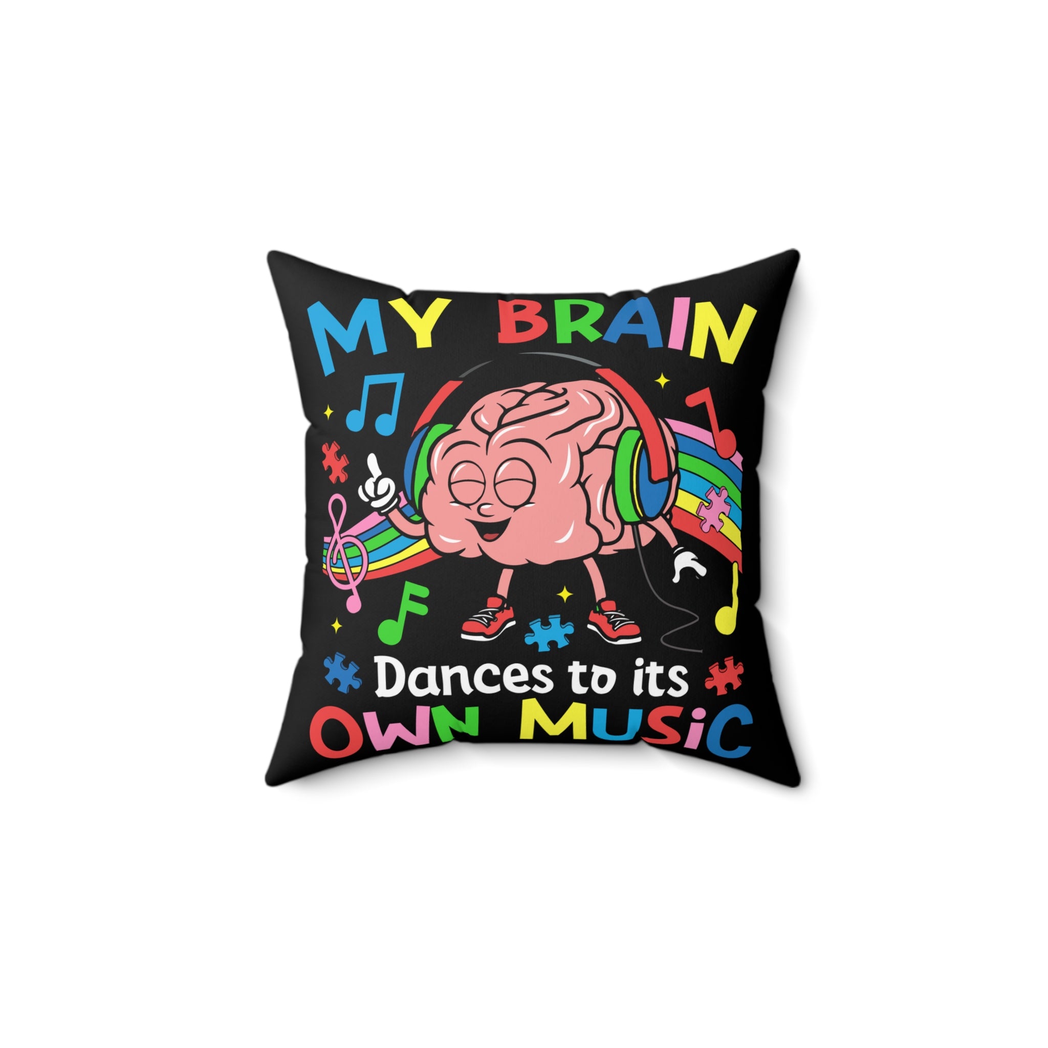My Brain Own Music Austim Spun Polyester Square Pillow