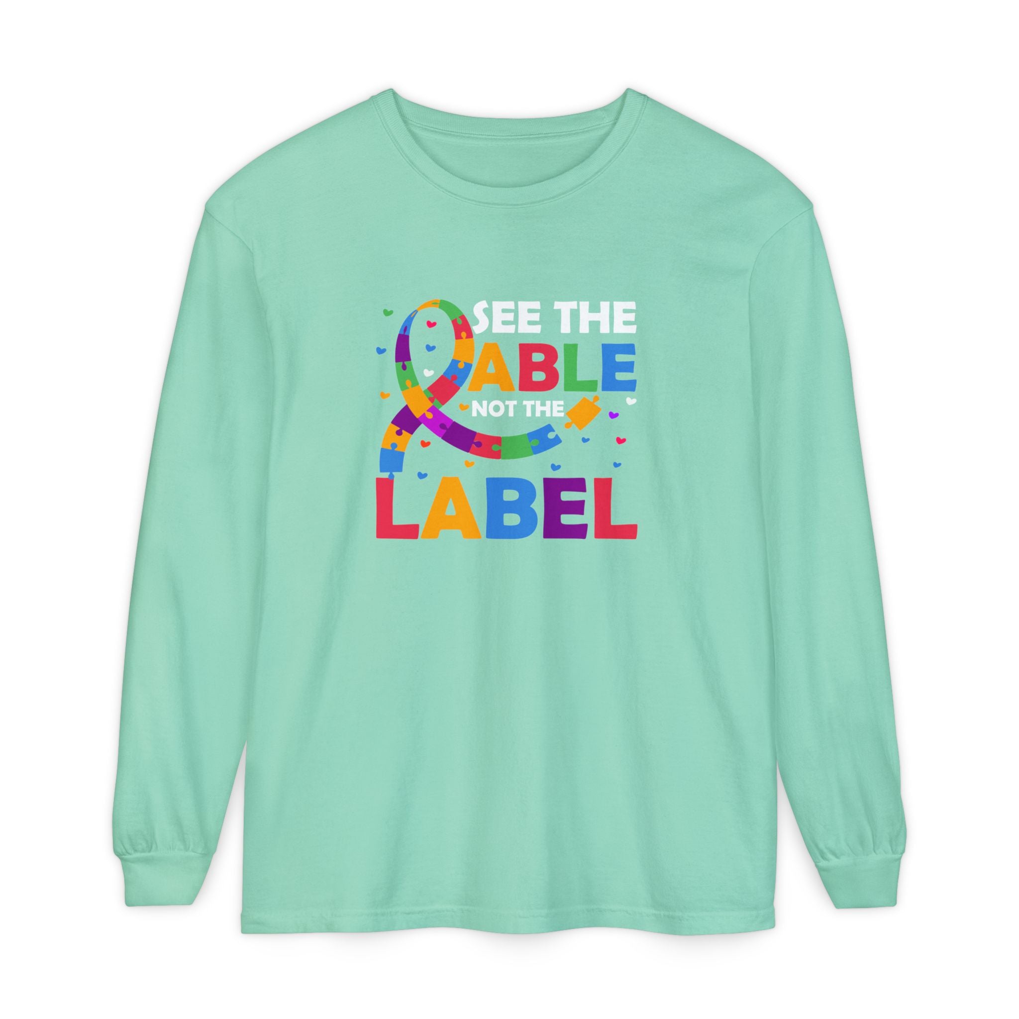 Read the Able, Not the Label, Autism Awareness & Empowerment, Adult Long Sleeve Shirt