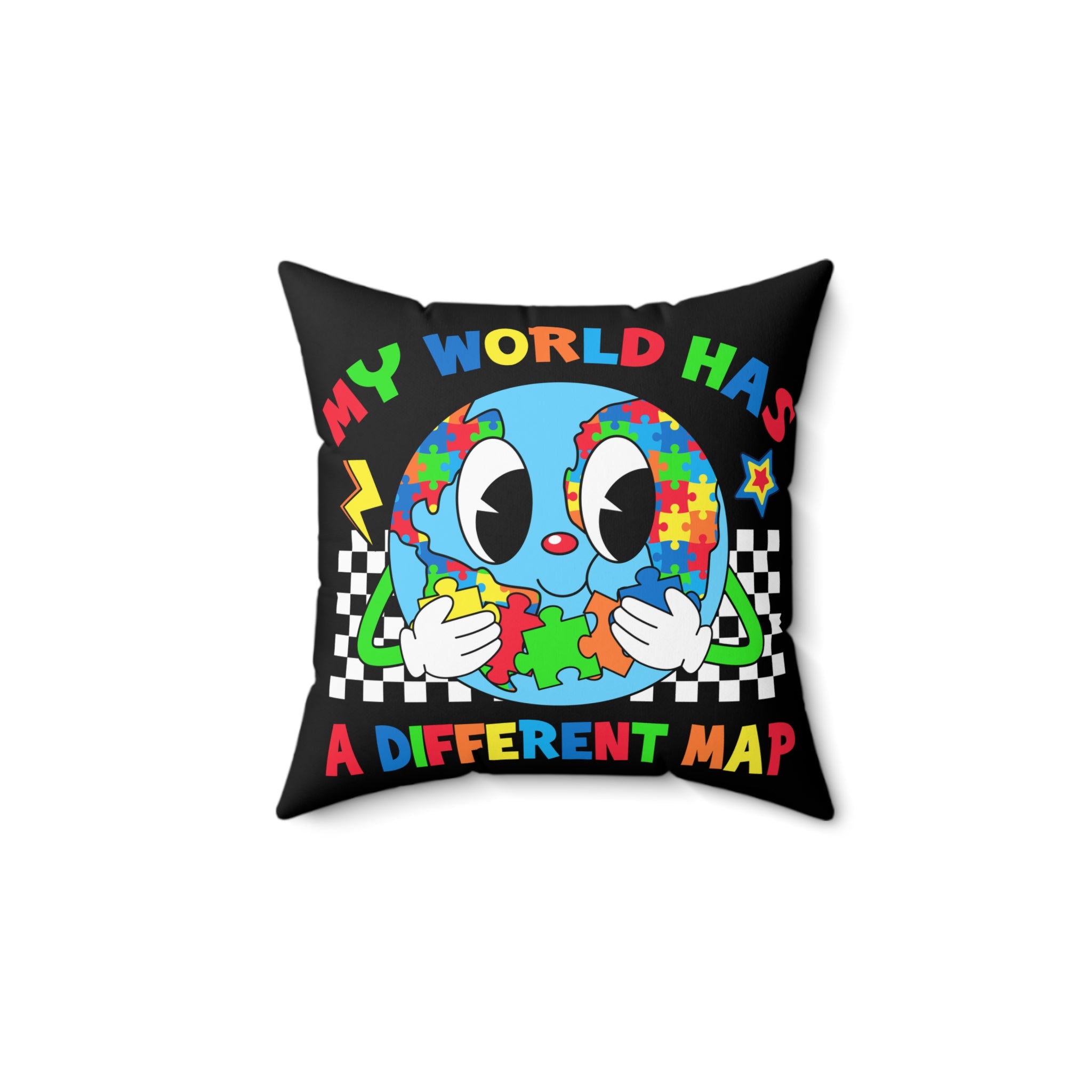 A Different Map Nonverbal Austim Spun Polyester Square Pillow