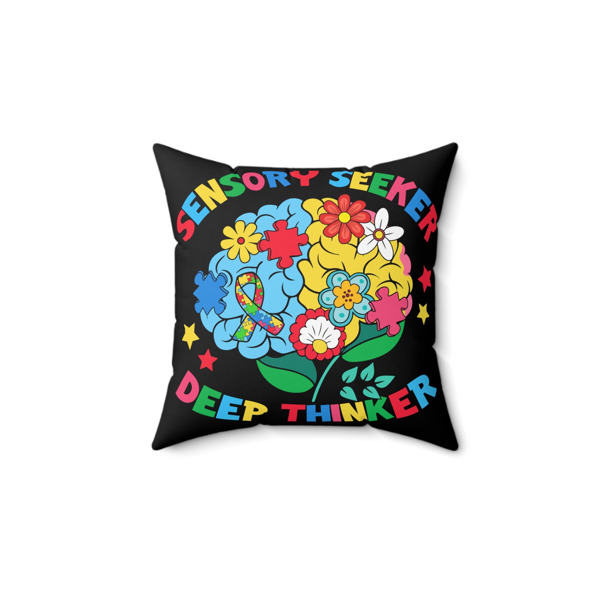 Deep Thinker Nonverbal Austim Spun Polyester Square Pillow