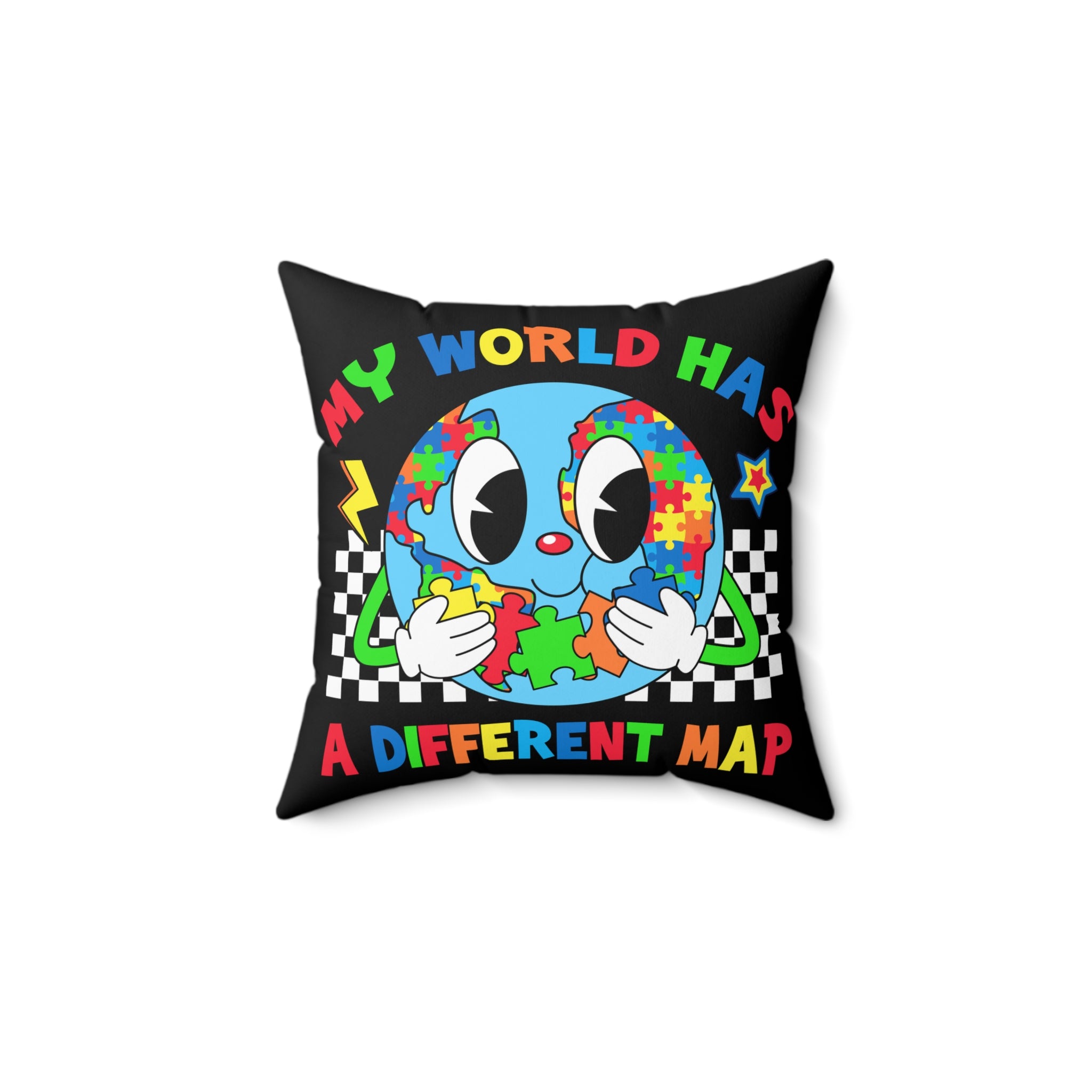 A Different Map Nonverbal Austim Spun Polyester Square Pillow
