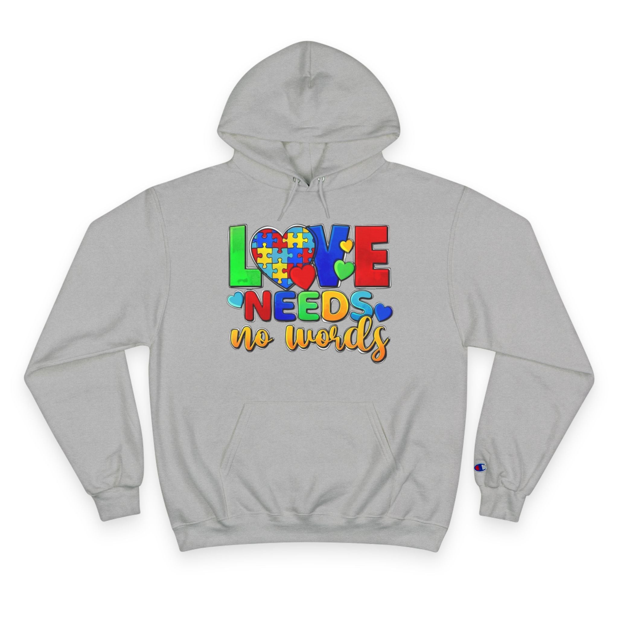 Love Needs No Words, Autism Awareness Adult Hoodie