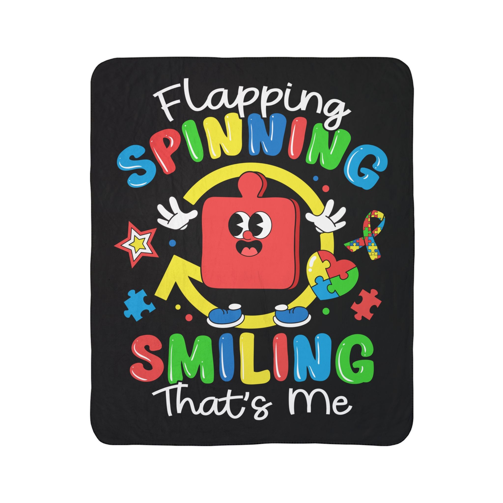 Spinning Smiling Fleece Sherpa Blanket