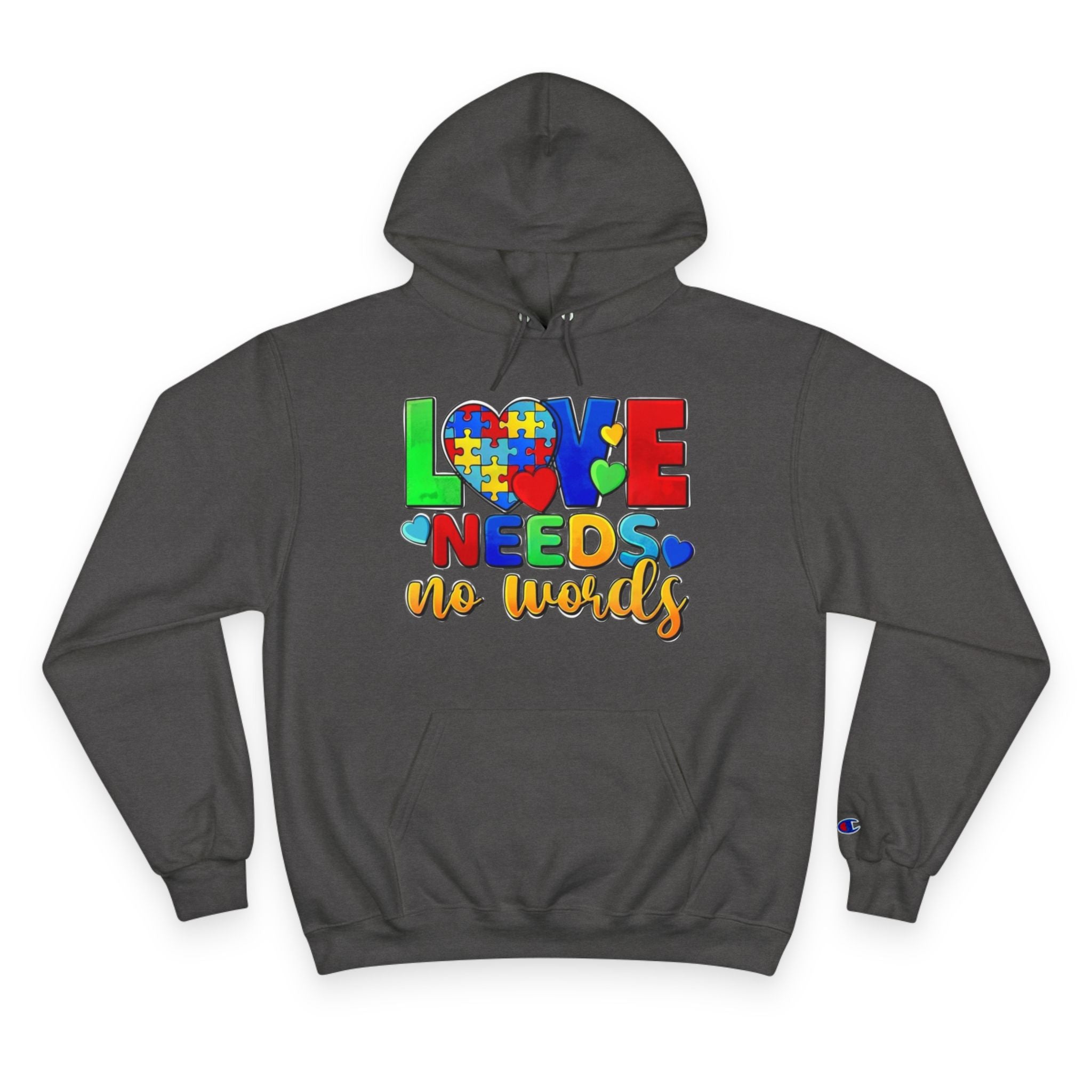 Love Needs No Words, Autism Awareness Adult Hoodie