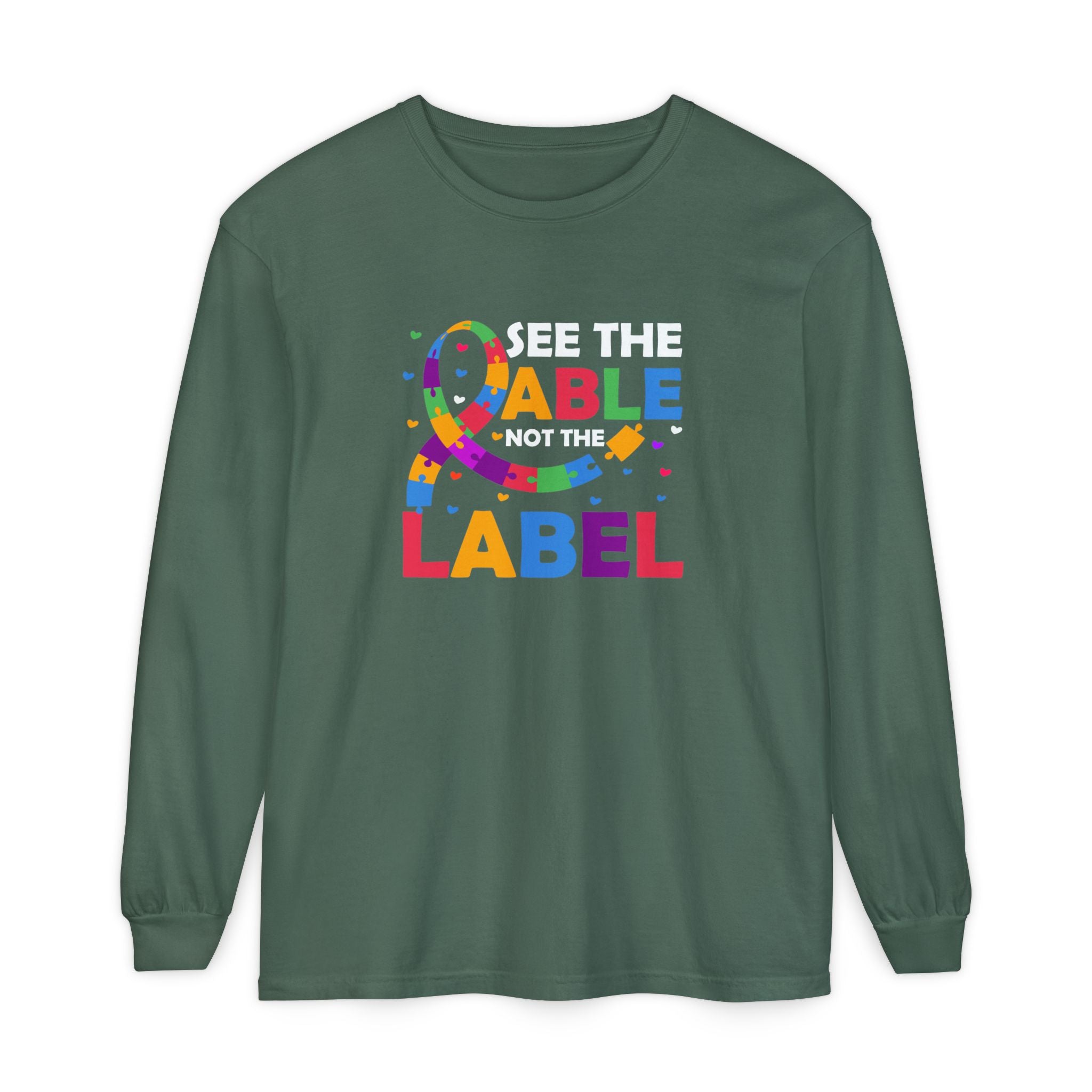 Read the Able, Not the Label, Autism Awareness & Empowerment, Adult Long Sleeve Shirt