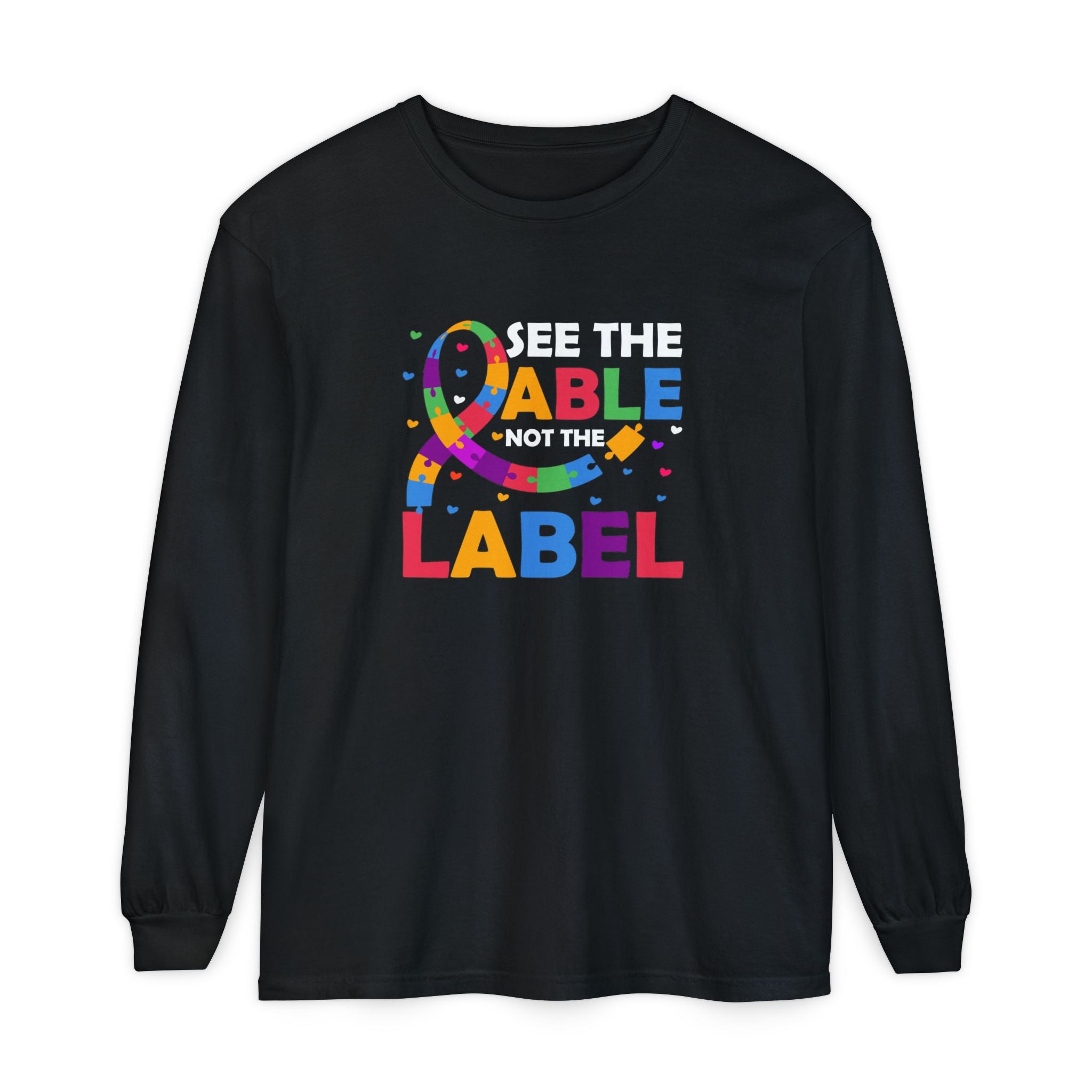 Read the Able, Not the Label, Autism Awareness & Empowerment, Adult Long Sleeve Shirt