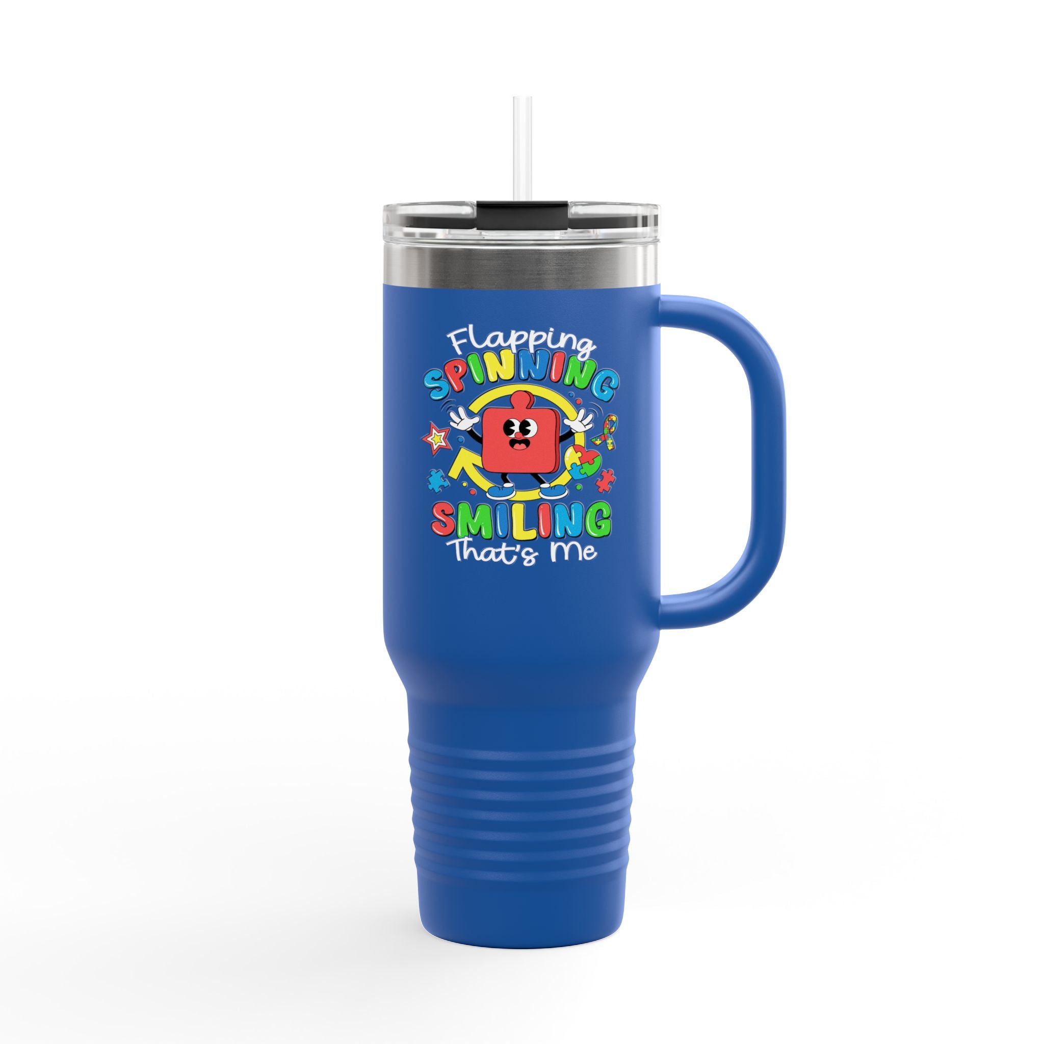 Spinning Smiling Insulated Travel Mug, 40oz