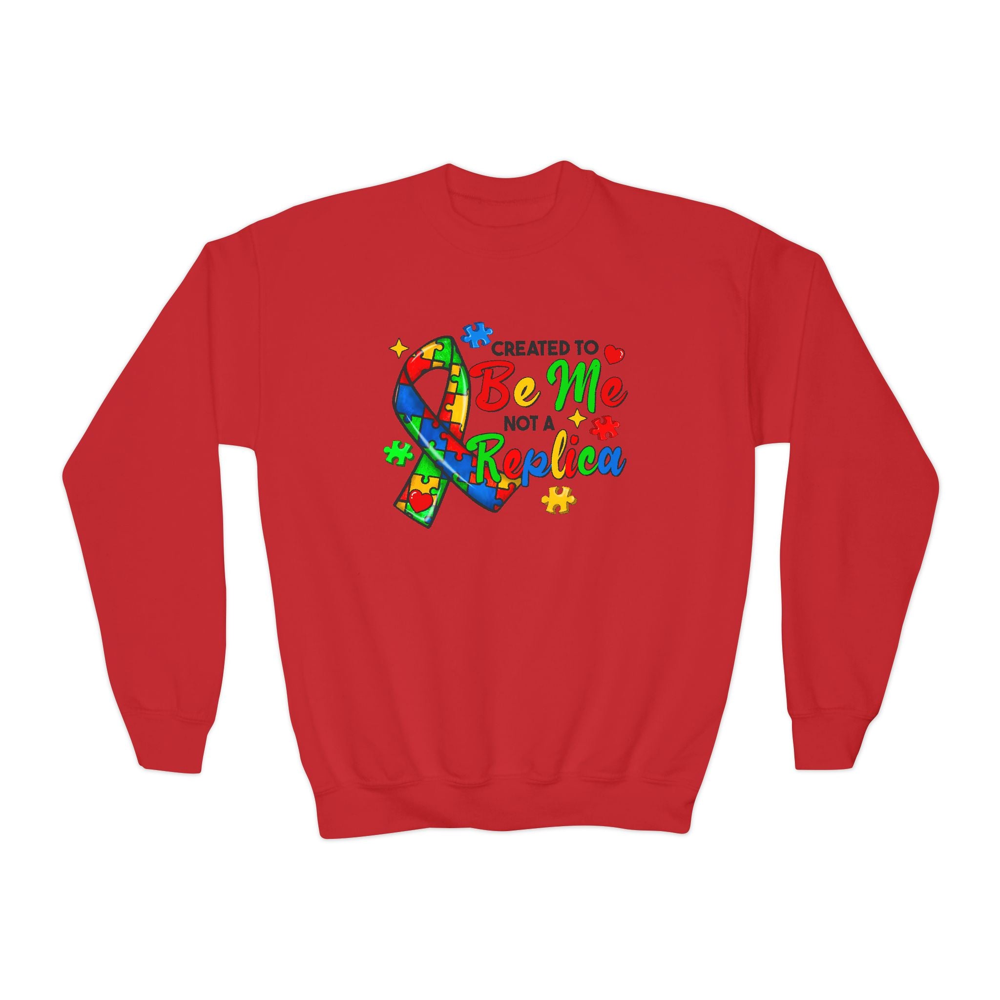 Created to Be Me Not a Replica, Autism Awareness, Unisex Children's Crewneck Sweatshirt