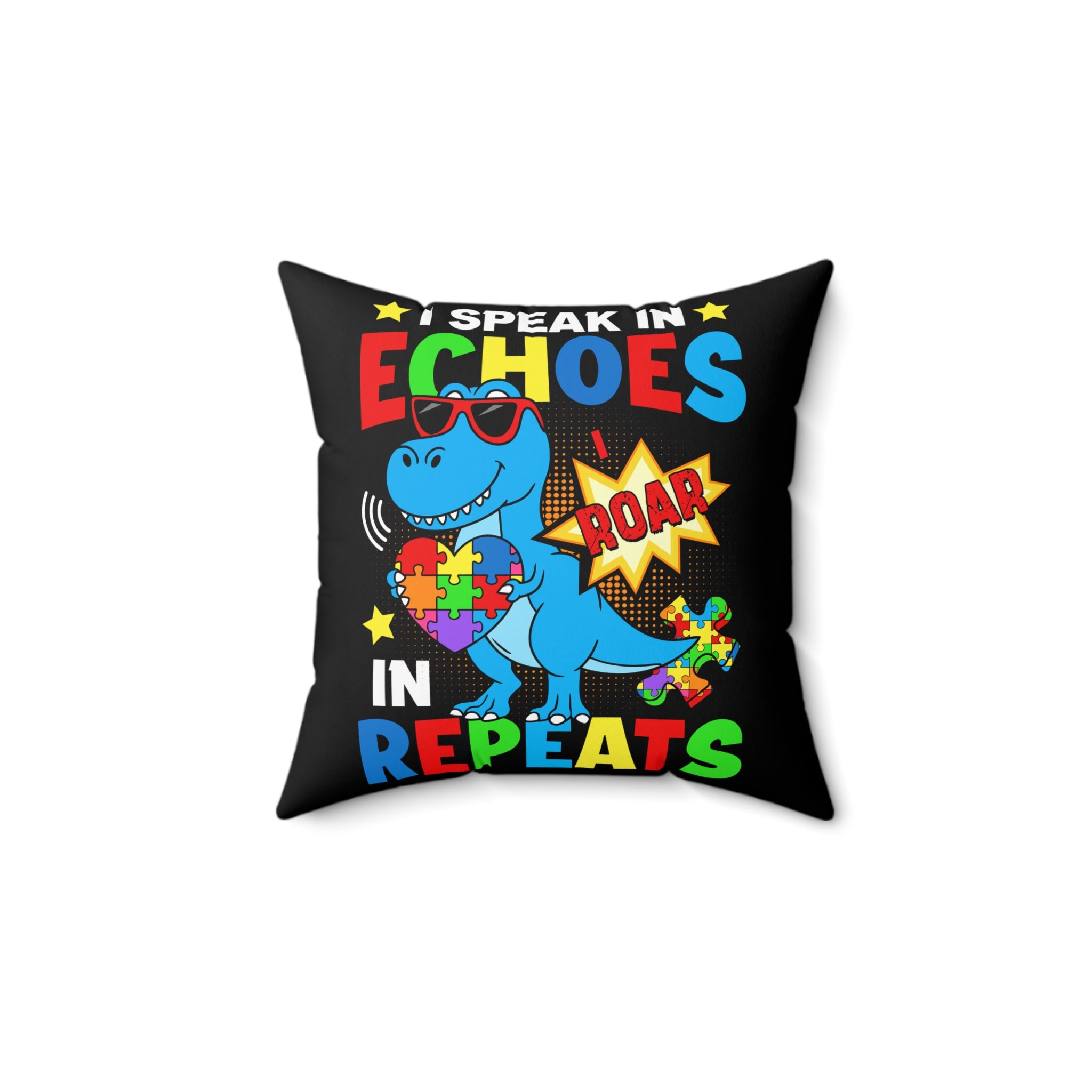 I Speak Echoes Nonverbal Austim Spun Polyester Square Pillow