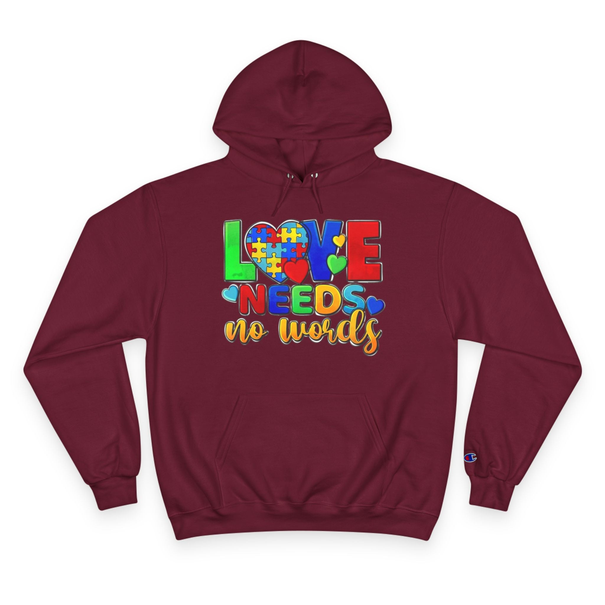 Love Needs No Words, Autism Awareness Adult Hoodie