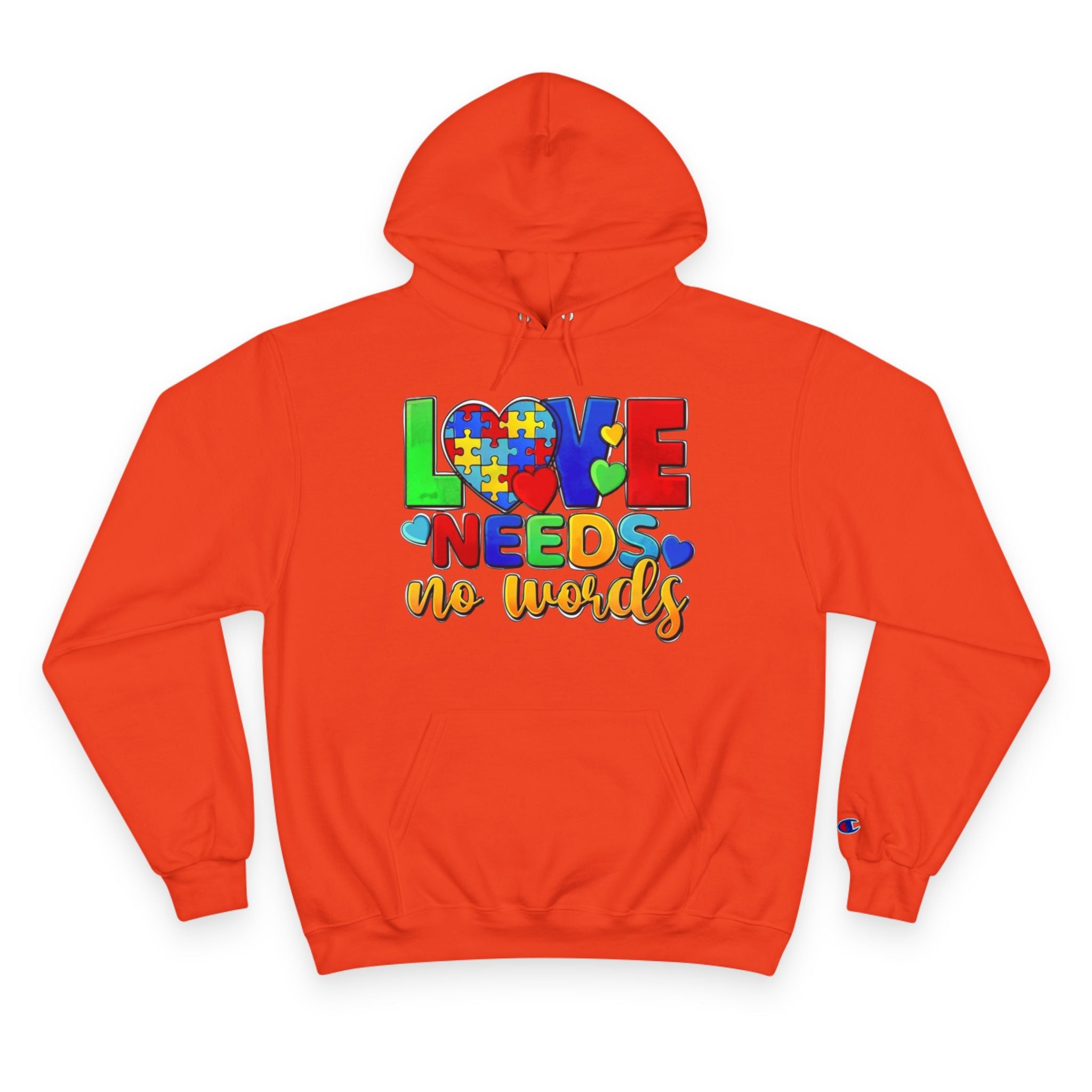 Love Needs No Words, Autism Awareness Adult Hoodie