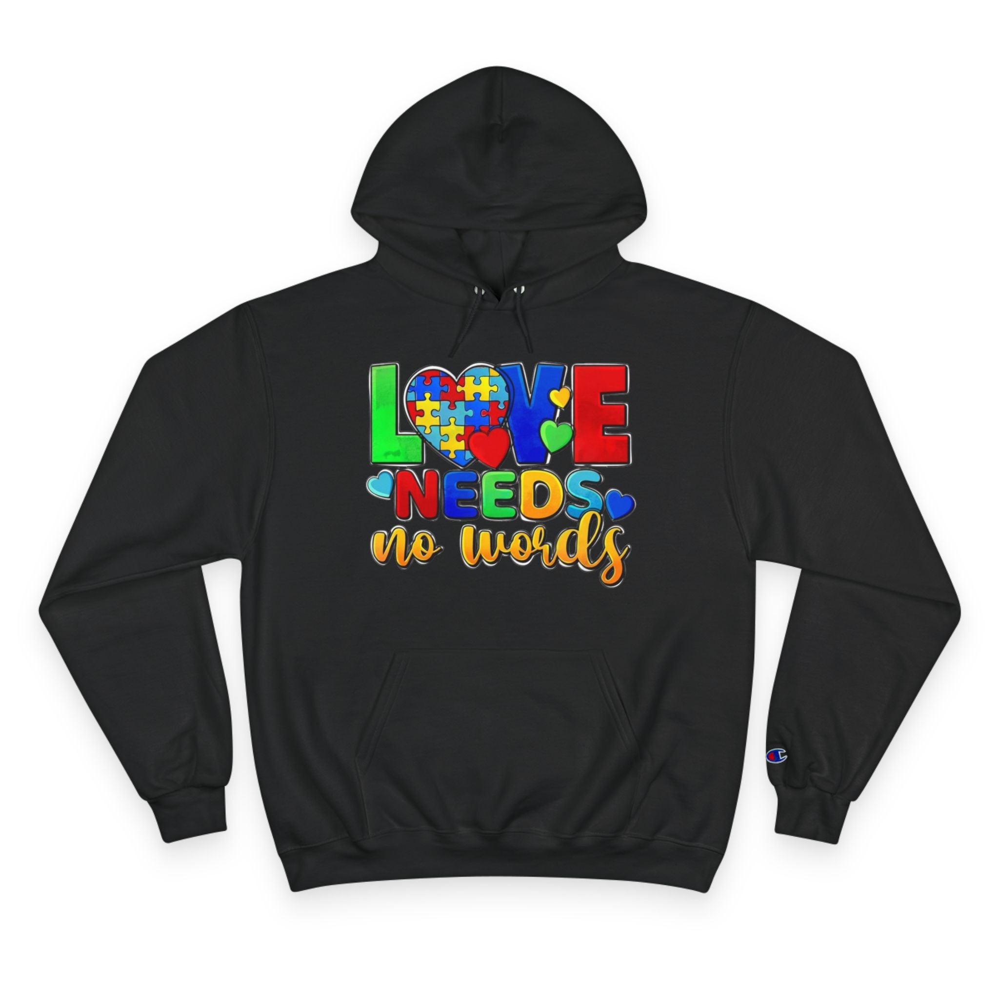 Love Needs No Words, Autism Awareness Adult Hoodie