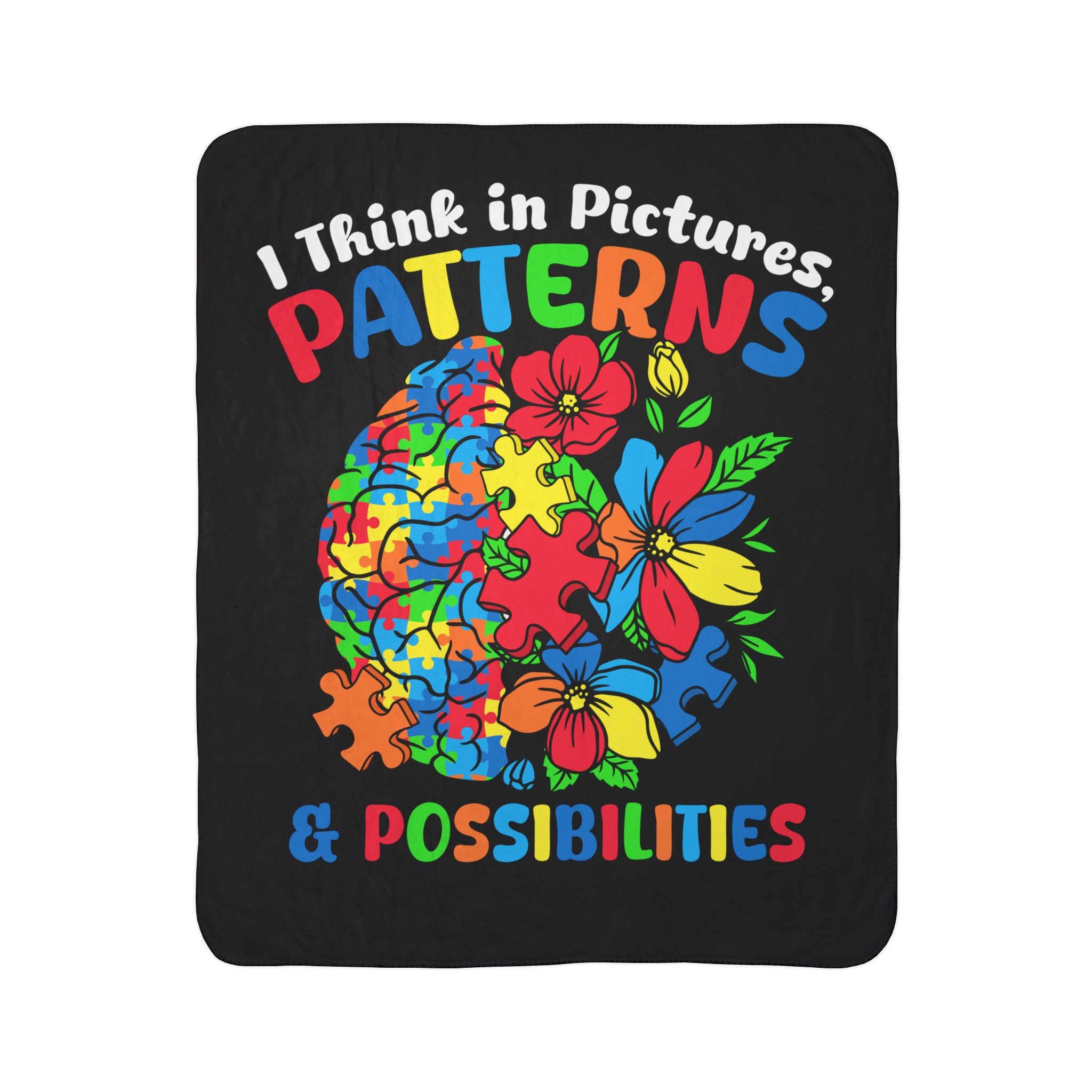 I Think In Pictures Fleece Sherpa Blanket
