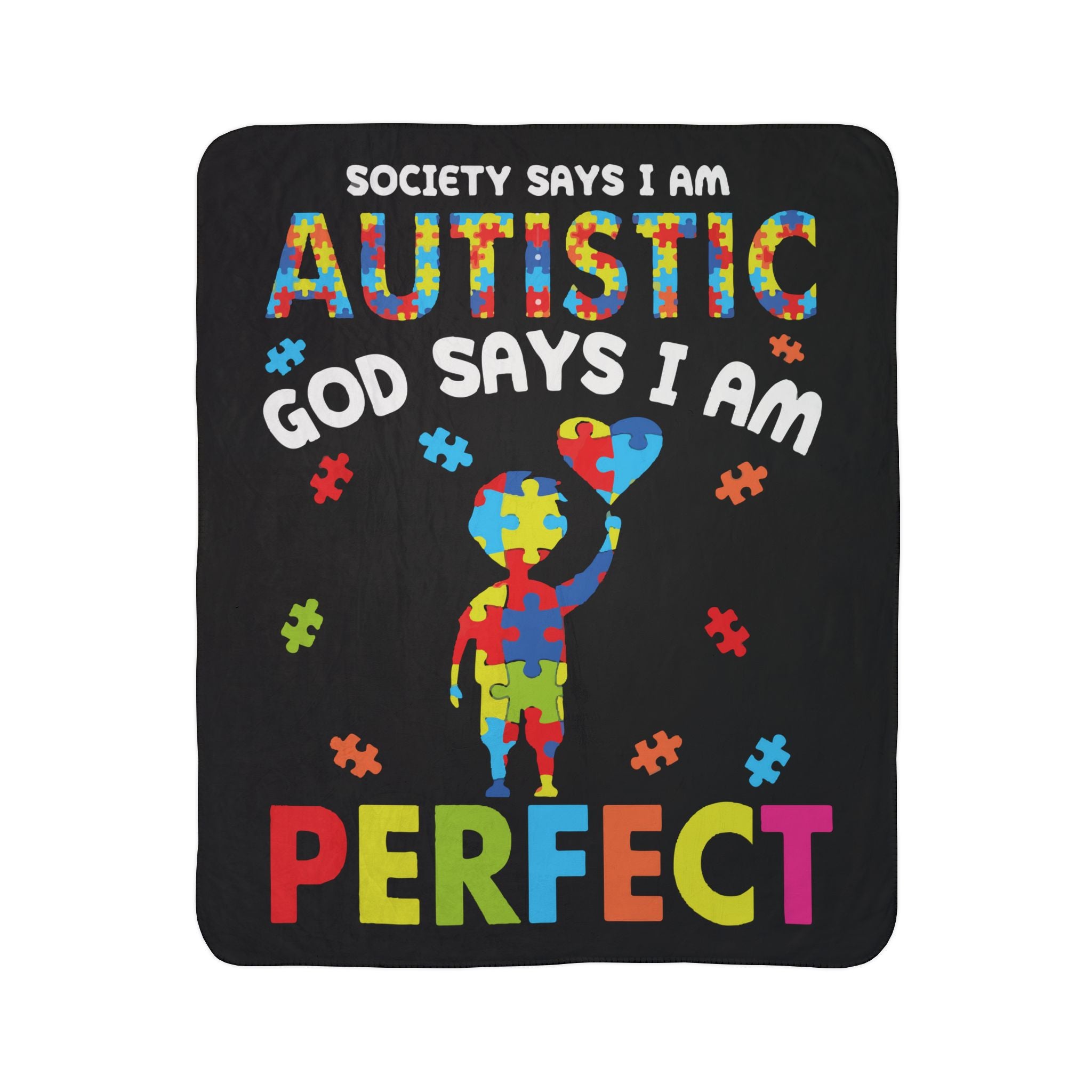 Society Says I am Autistic, Fleece Sherpa Blanket