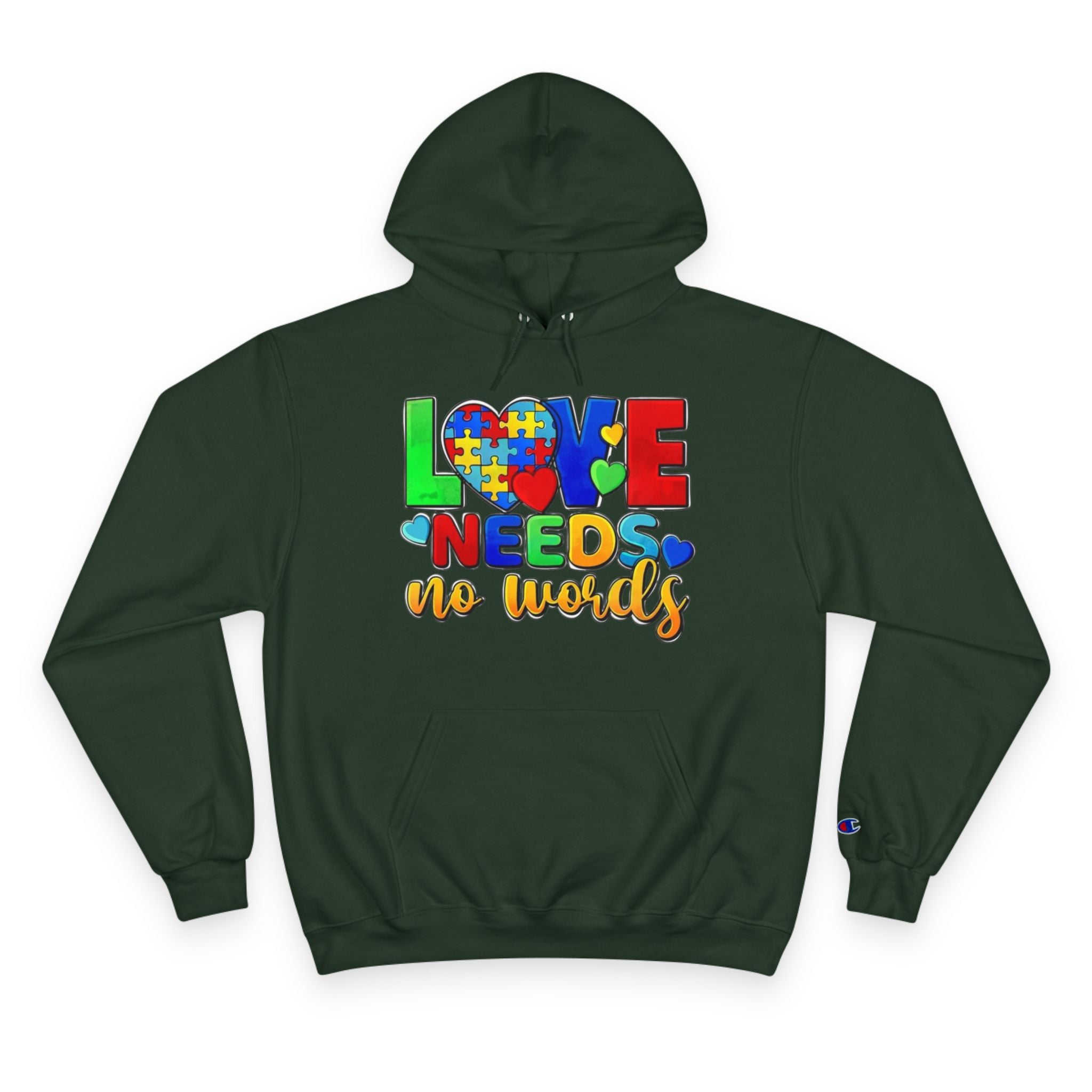 Love Needs No Words, Autism Awareness Adult Hoodie