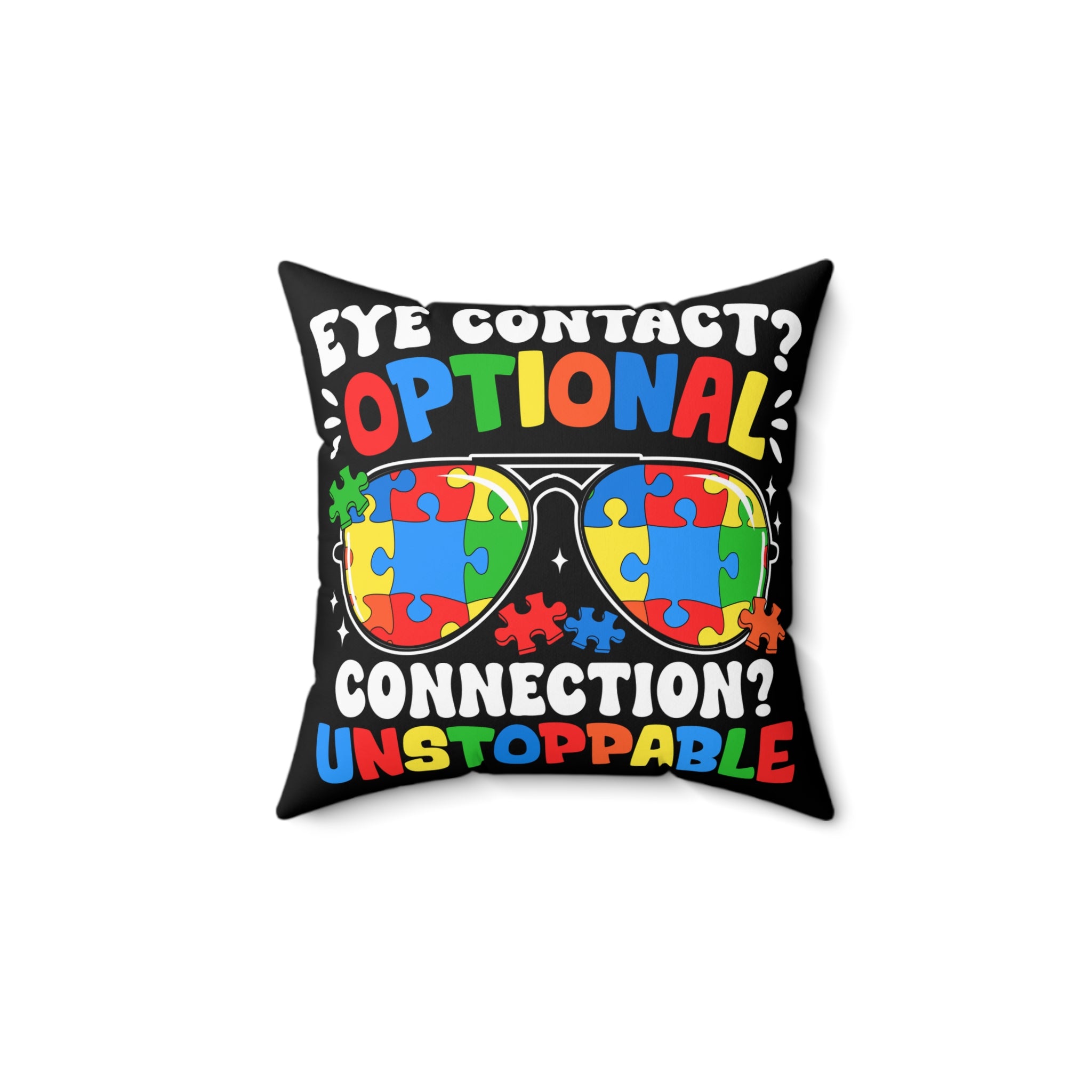 Eye Contact Optional Nonverbal Austim Spun Polyester Square Pillow