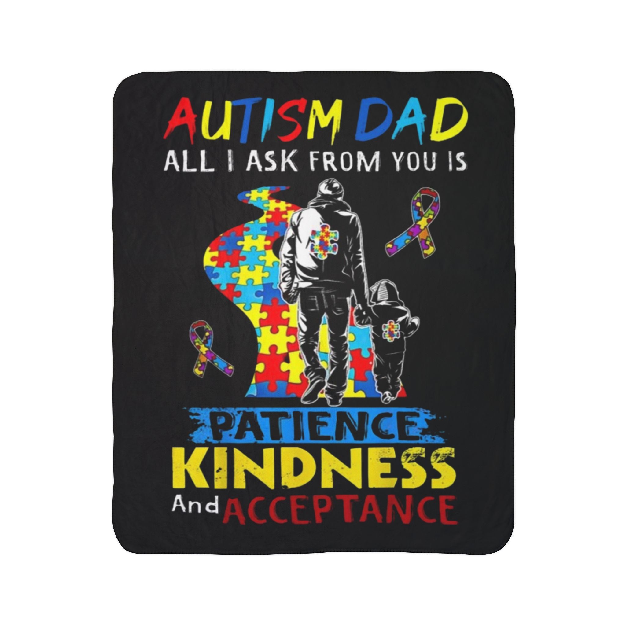 Autism Dad, Fleece Sherpa Blanket