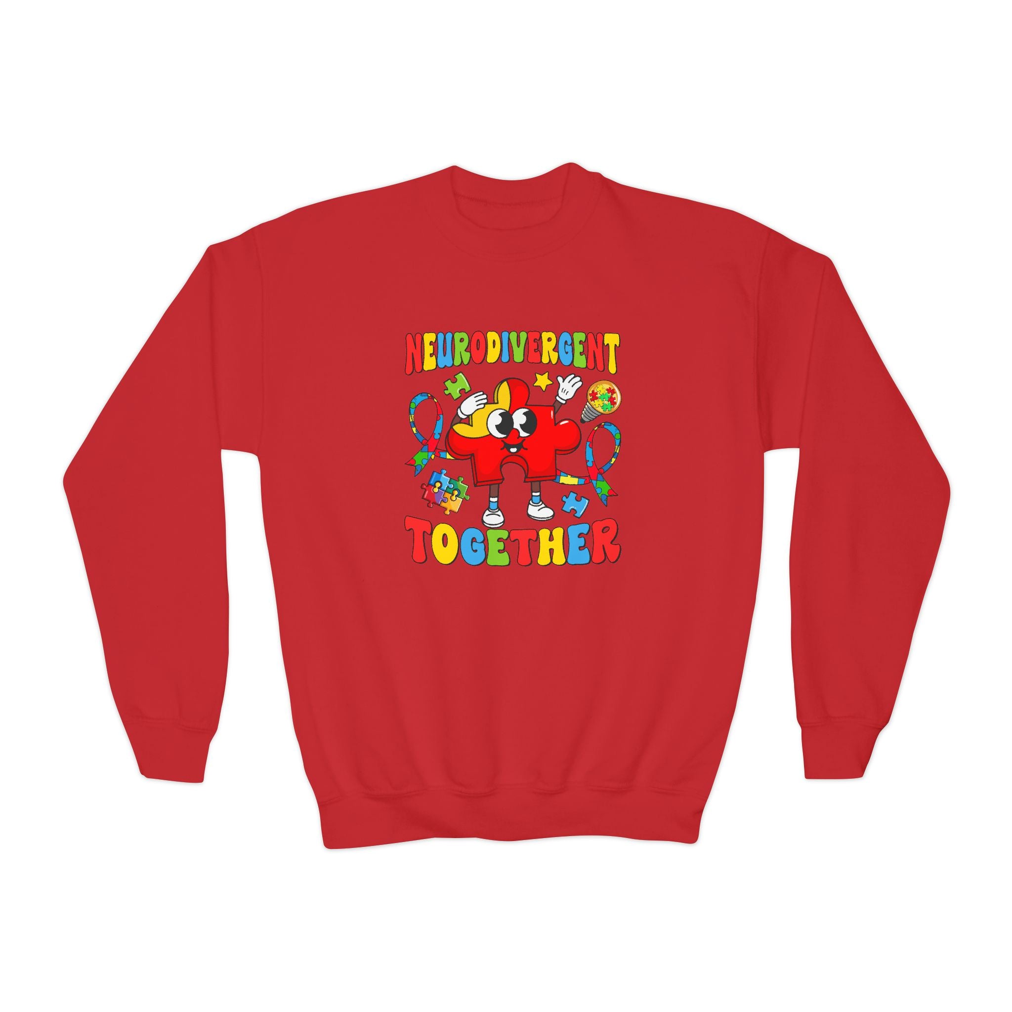 Neurodivergent Together, Youth Crewneck Sweatshirt