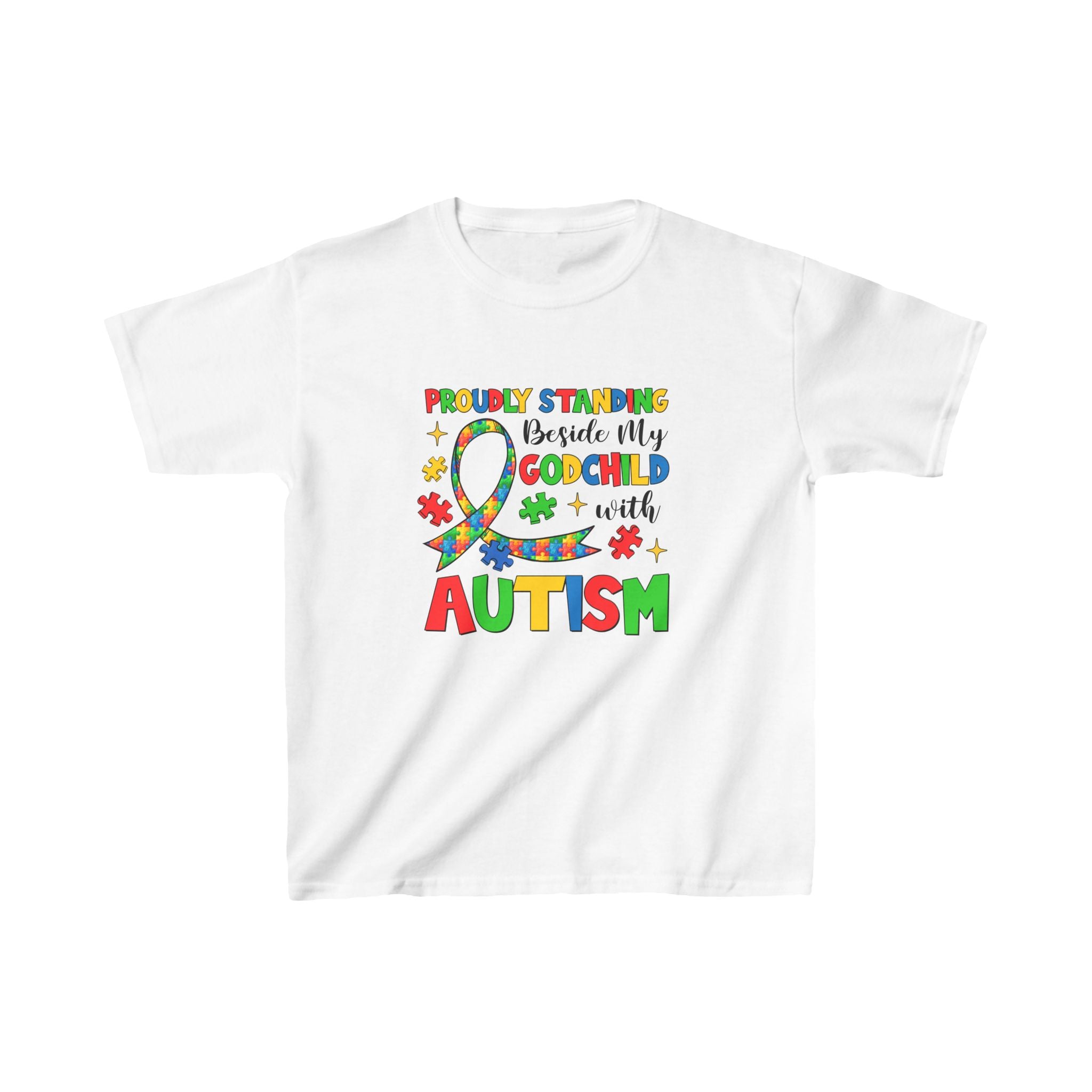 Proudly Standing Beside My Godchild with Autism | Children's Autism Awareness Tshirt