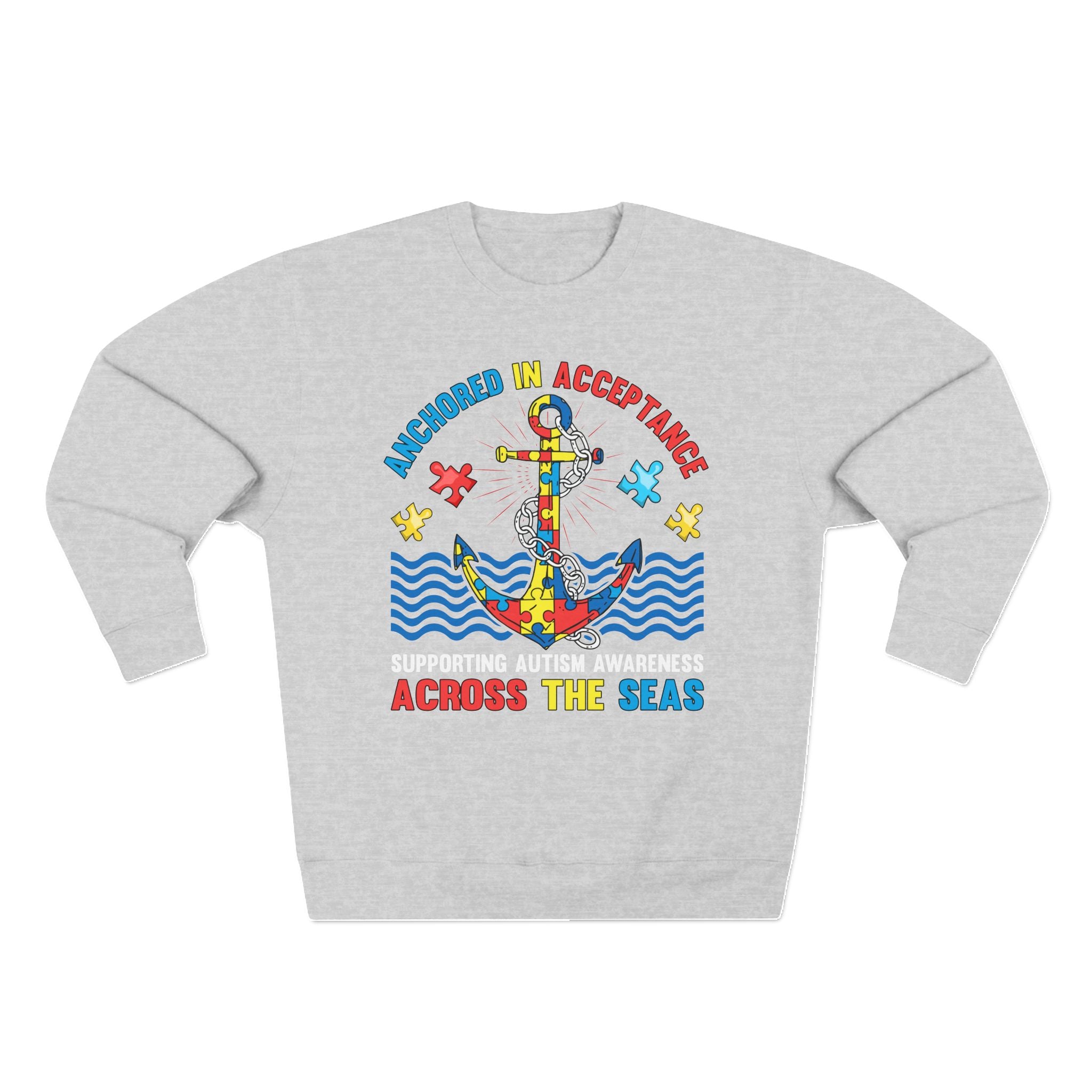 Anchored in Acceptance, Long Sleeve Adult Shirt,  Autism Awareness Apparel