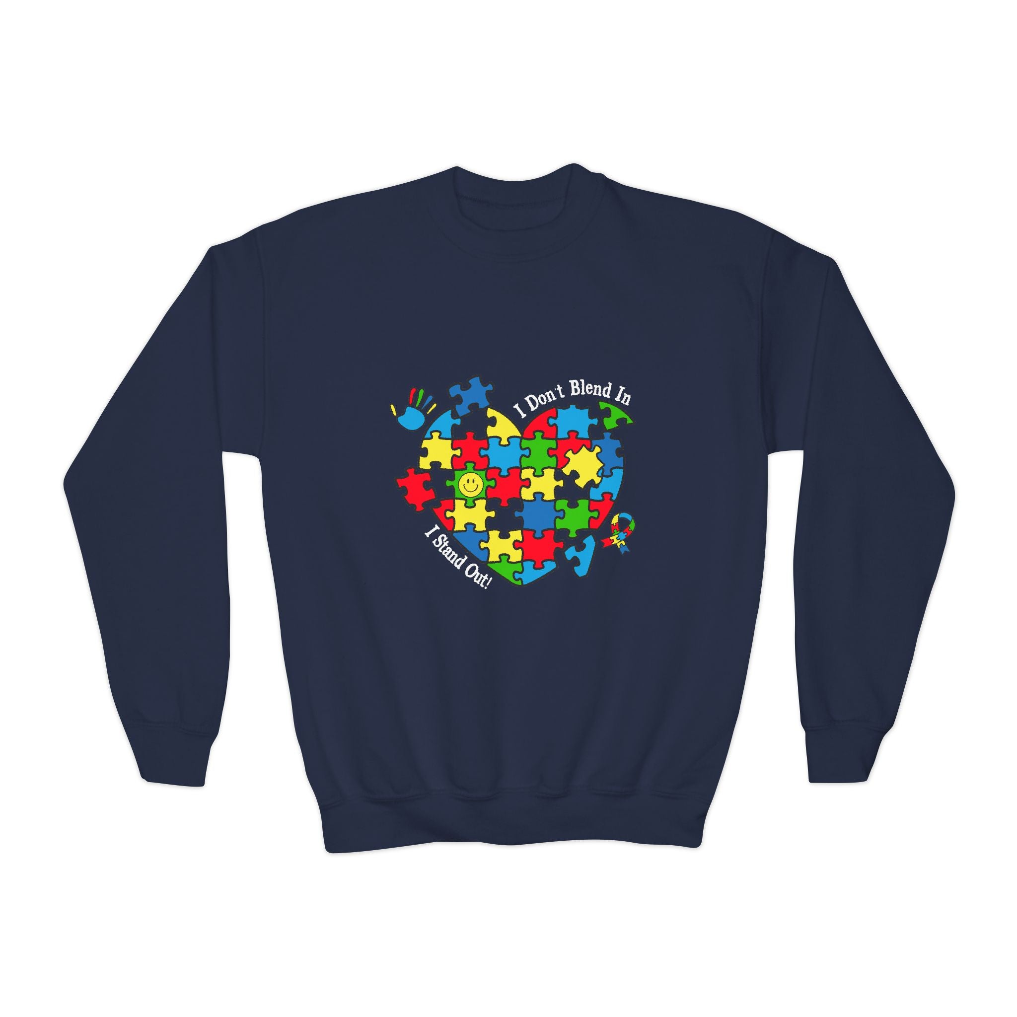 I Don't Blend in I Stand Out, Autism Awareness, Unisex Childrens Crewneck Sweatshirt