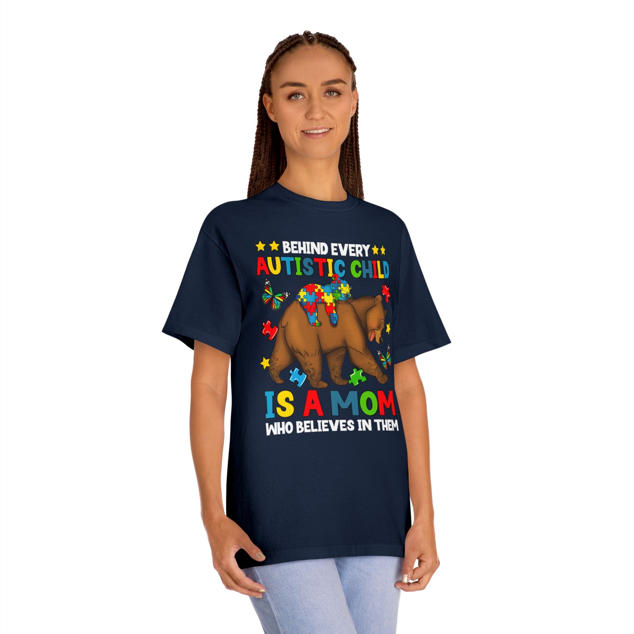 Behind Every Autistic Child Is a Mom Who Believes in Him T-Shirt