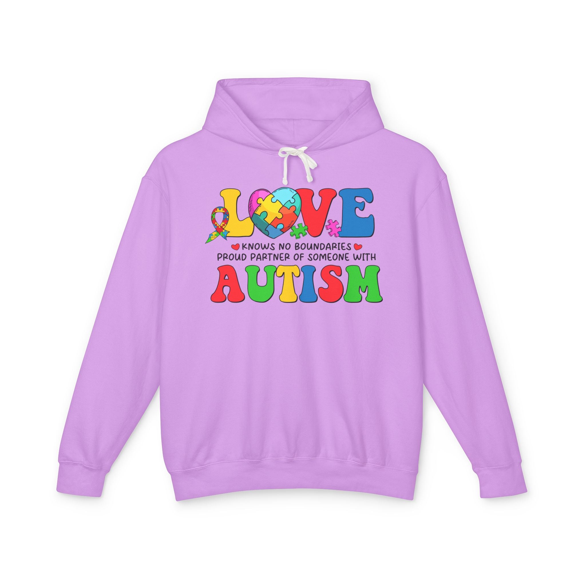 Love Knows No Boundaries Adult Hoodie | Proud Partner of Someone with Autism