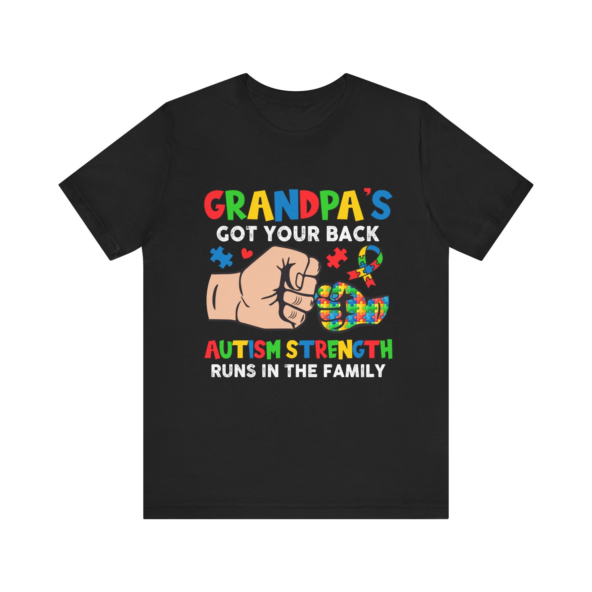 Grandpa’s Got Your Back, Autism Family Support Adult Tshirt | Proud Support T-Shirt for Autism Awareness