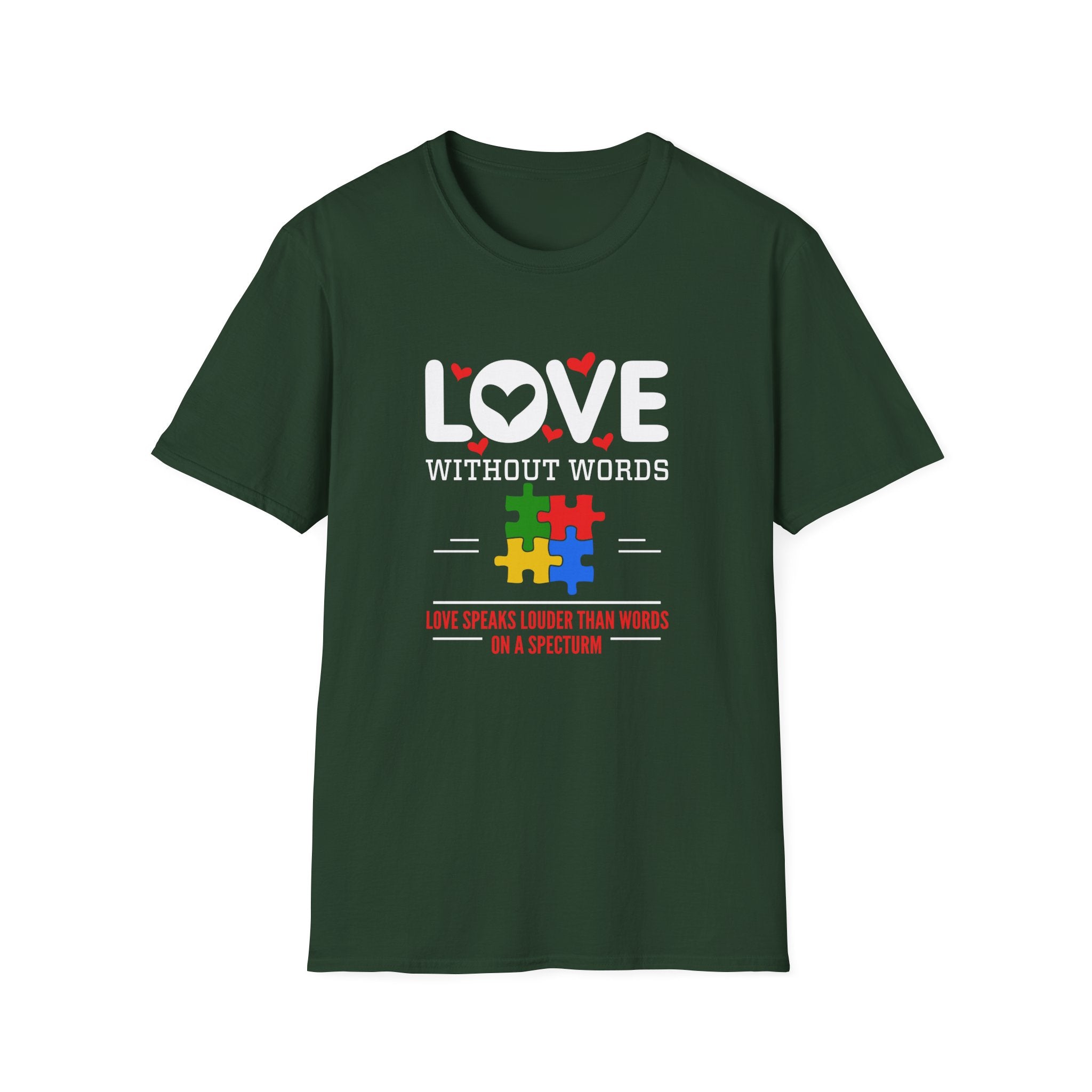 Love Without Word Autism Awareness , Adult T-Shirt