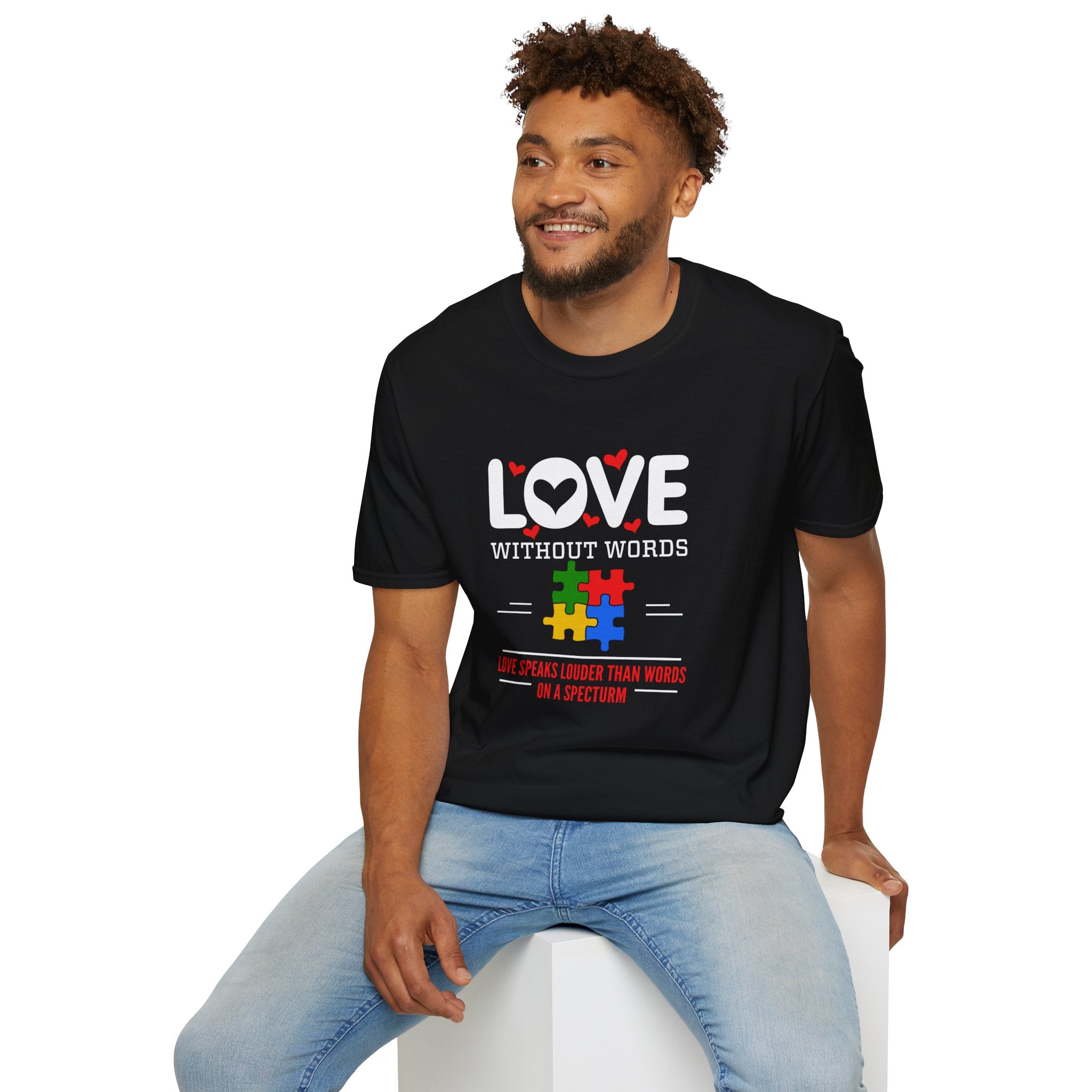 Love Without Word Autism Awareness , Adult T-Shirt