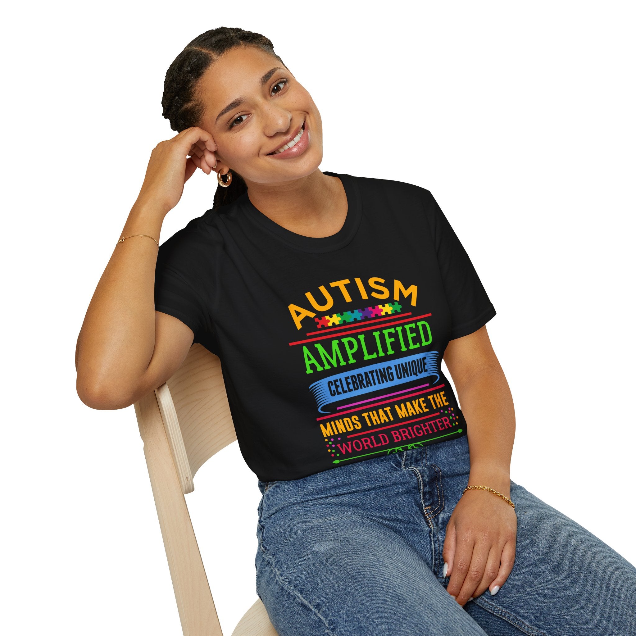 Austim Amplified Autism Awareness , Adult T-Shirt