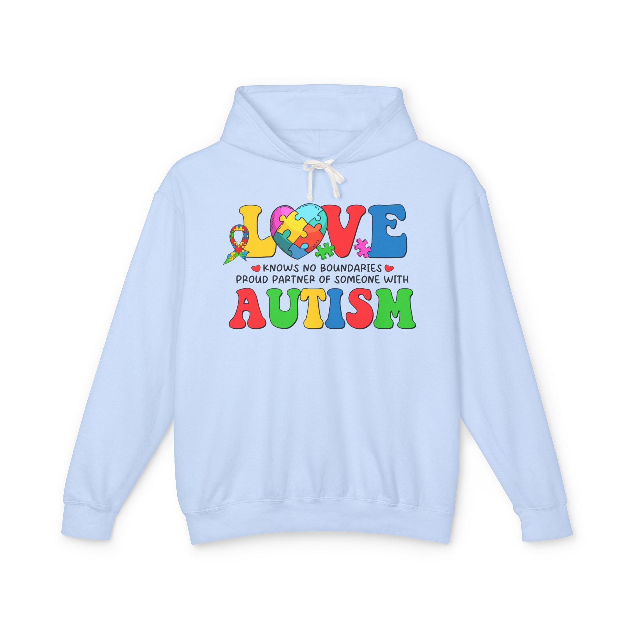 Love Knows No Boundaries Adult Hoodie | Proud Partner of Someone with Autism