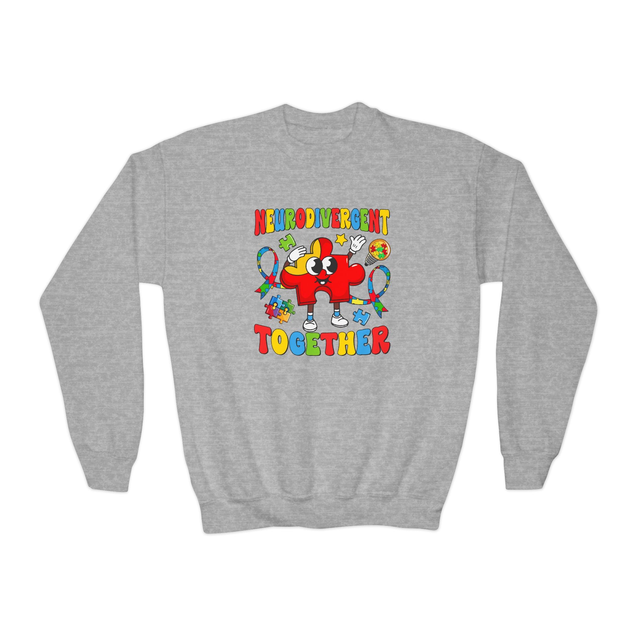 Neurodivergent Together, Youth Crewneck Sweatshirt