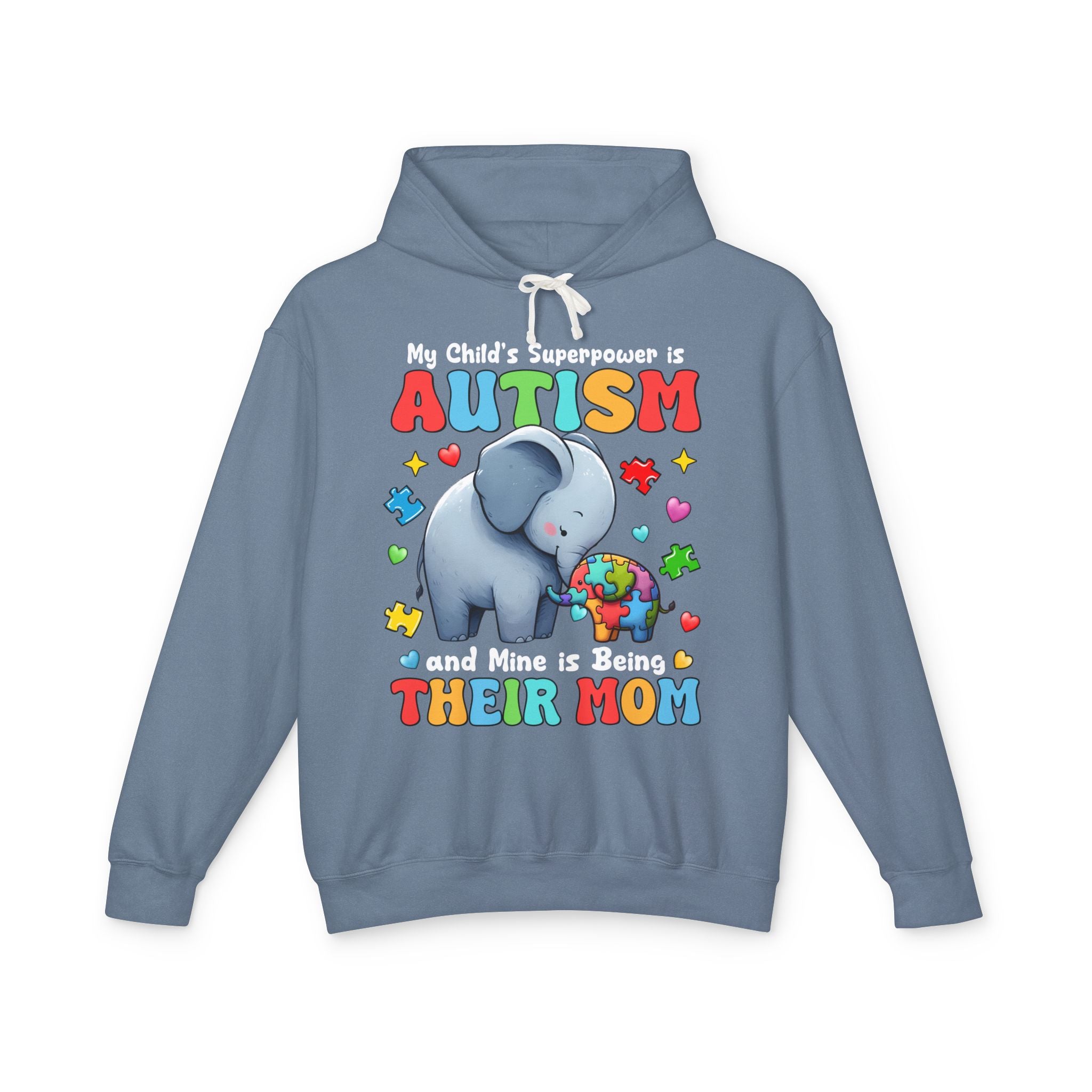 My Child's Superpower is Autism, Autism Mom, Adult Full Zip Hooded Sweatshirt