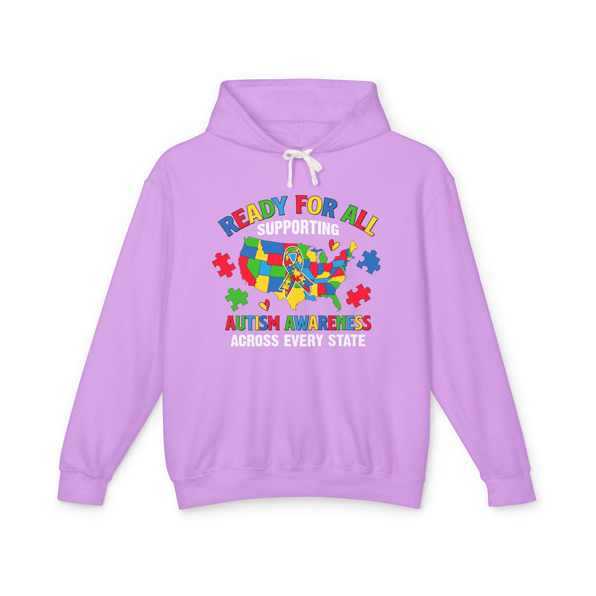 Ready For All Supporting, Autism Awareness Adult Hoodie