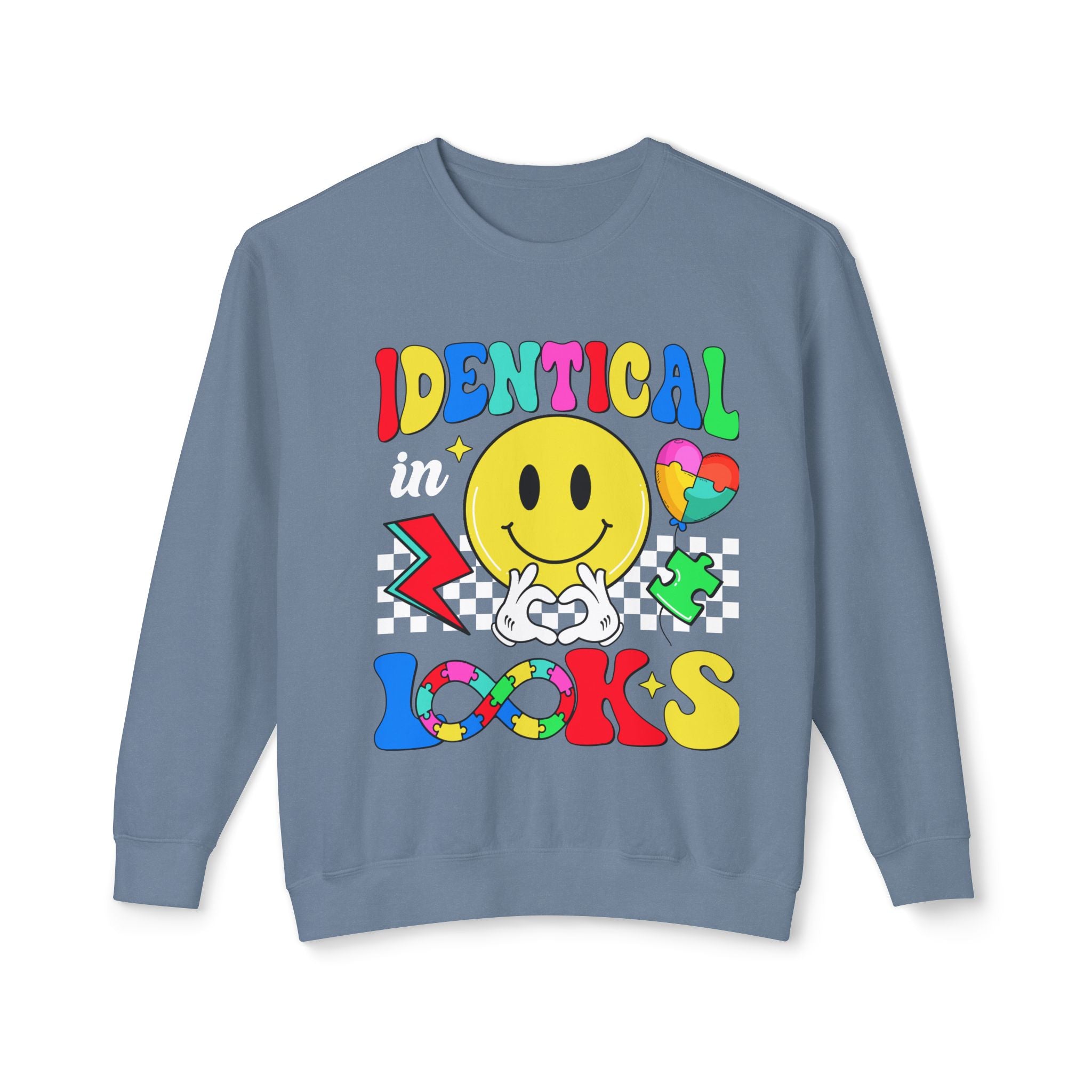 Identical in Looks, Autism Awareness Crewneck Adult Sweatshirt