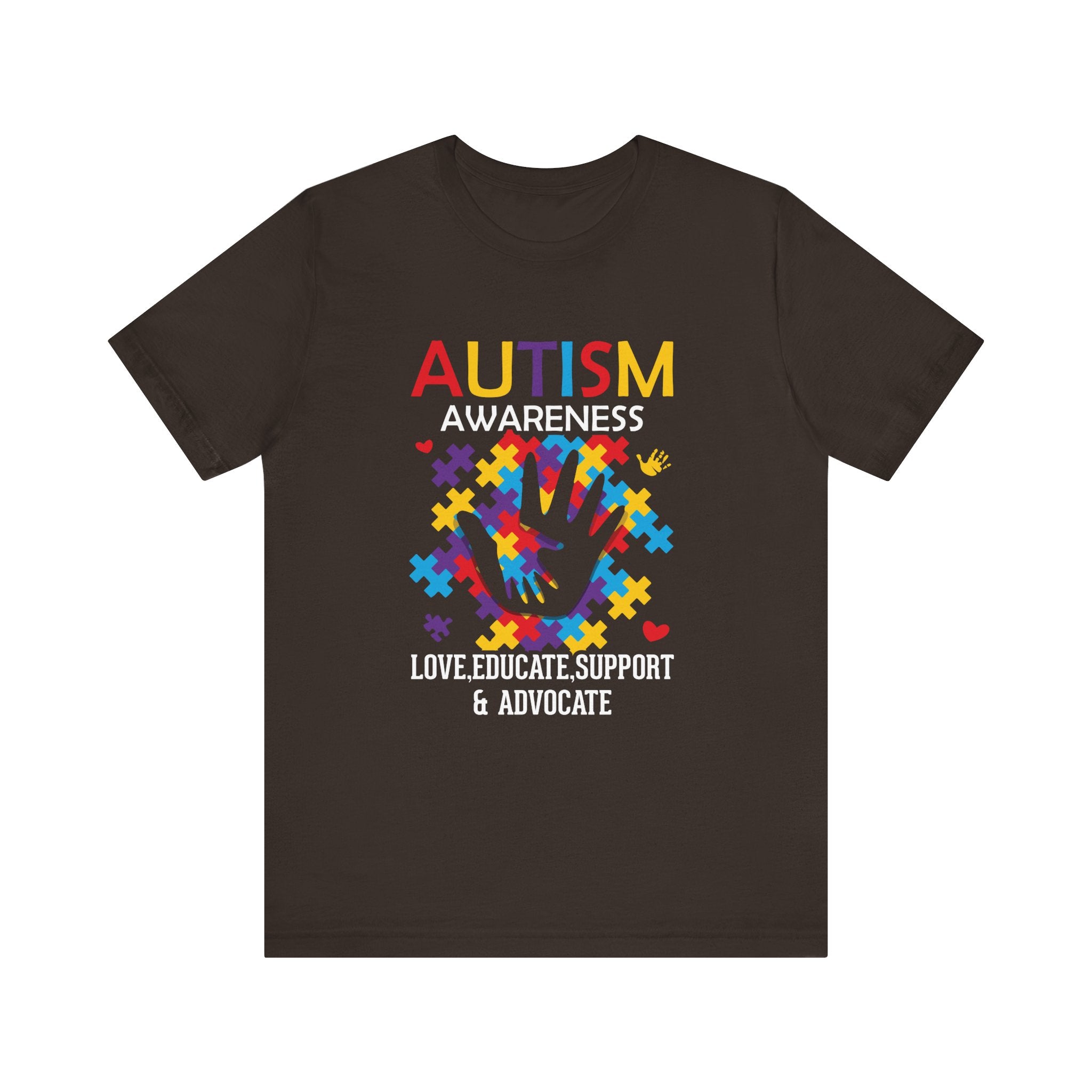 Autism Awareness - Love, Educate, Support, Advocate Adult Tshirt