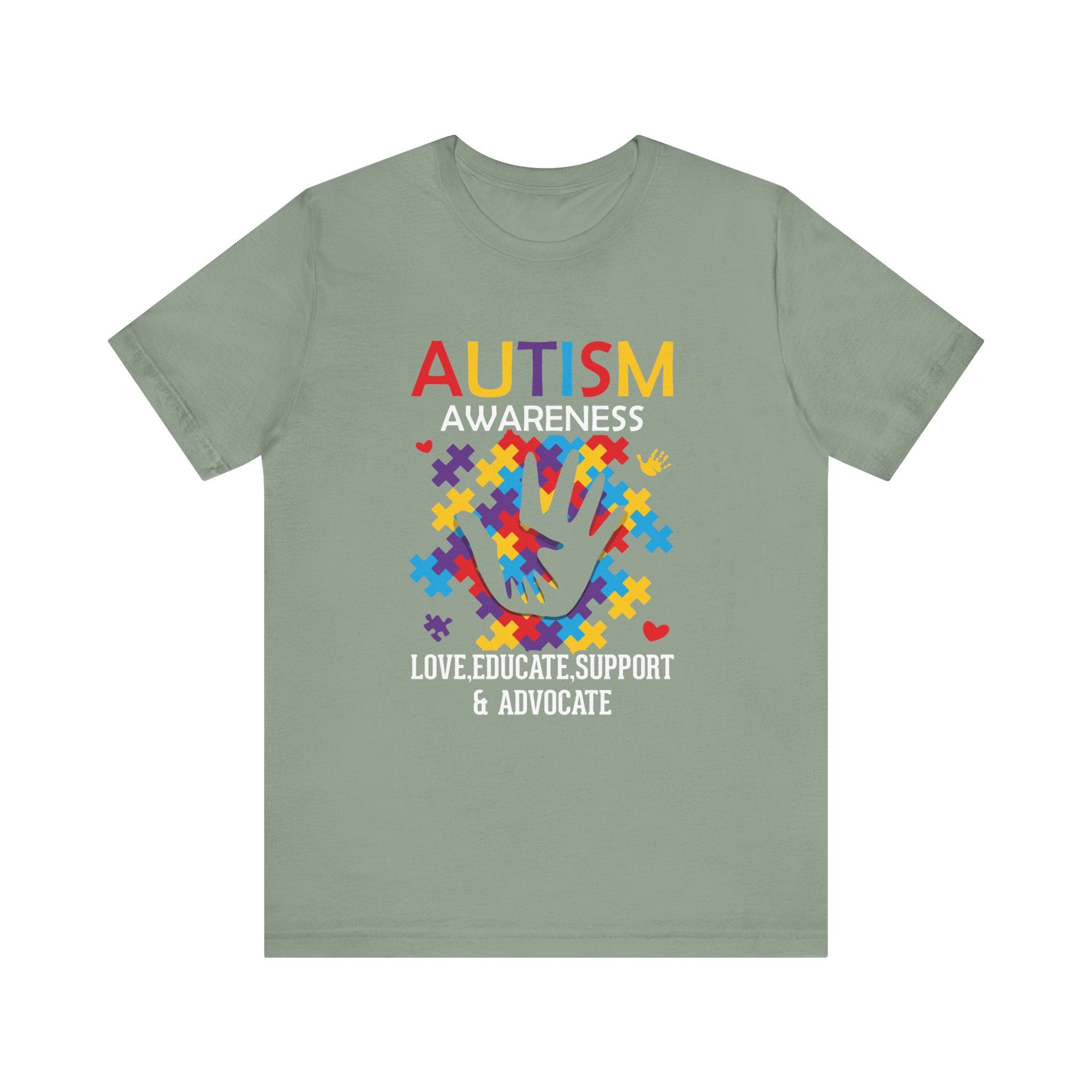 Autism Awareness - Love, Educate, Support, Advocate Adult Tshirt