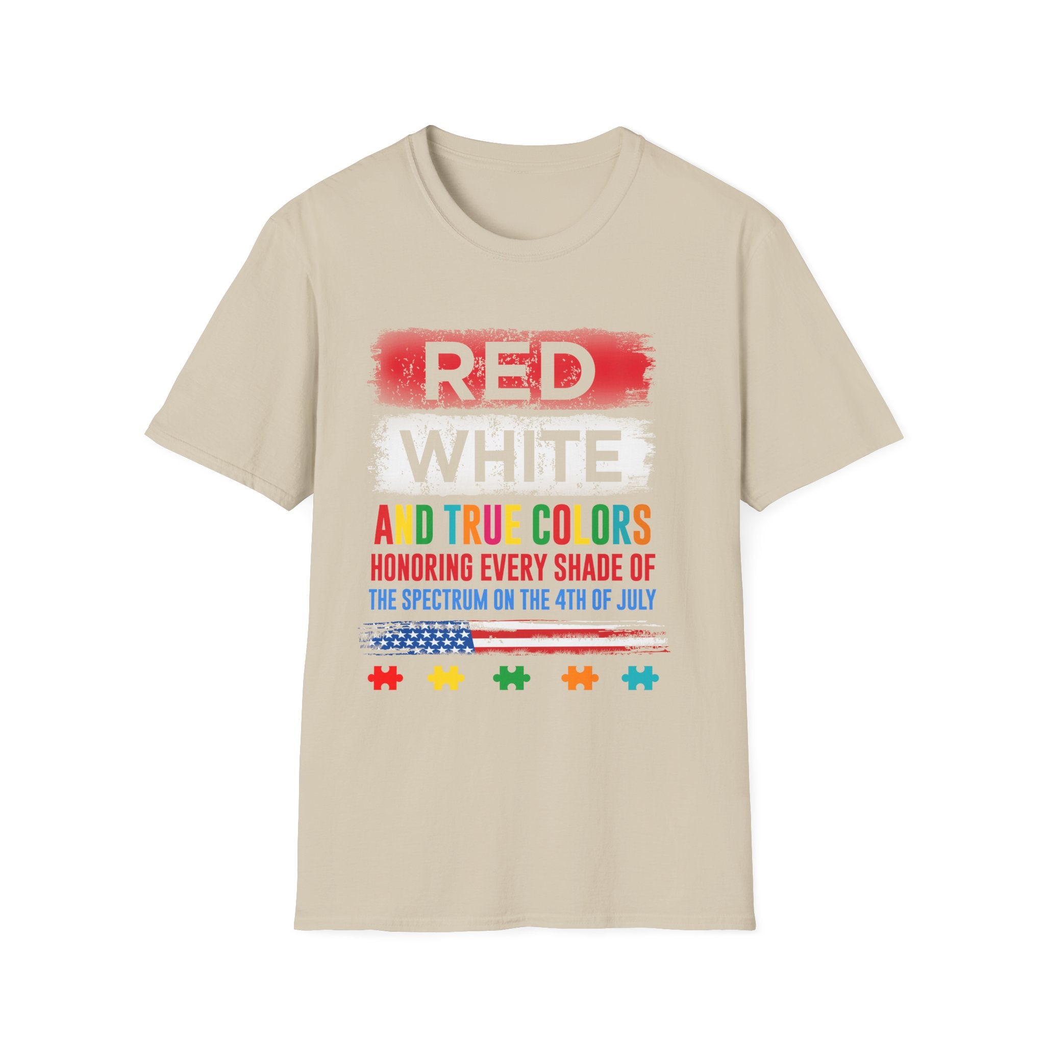 Red White Autism Awareness , Adult T-Shirt