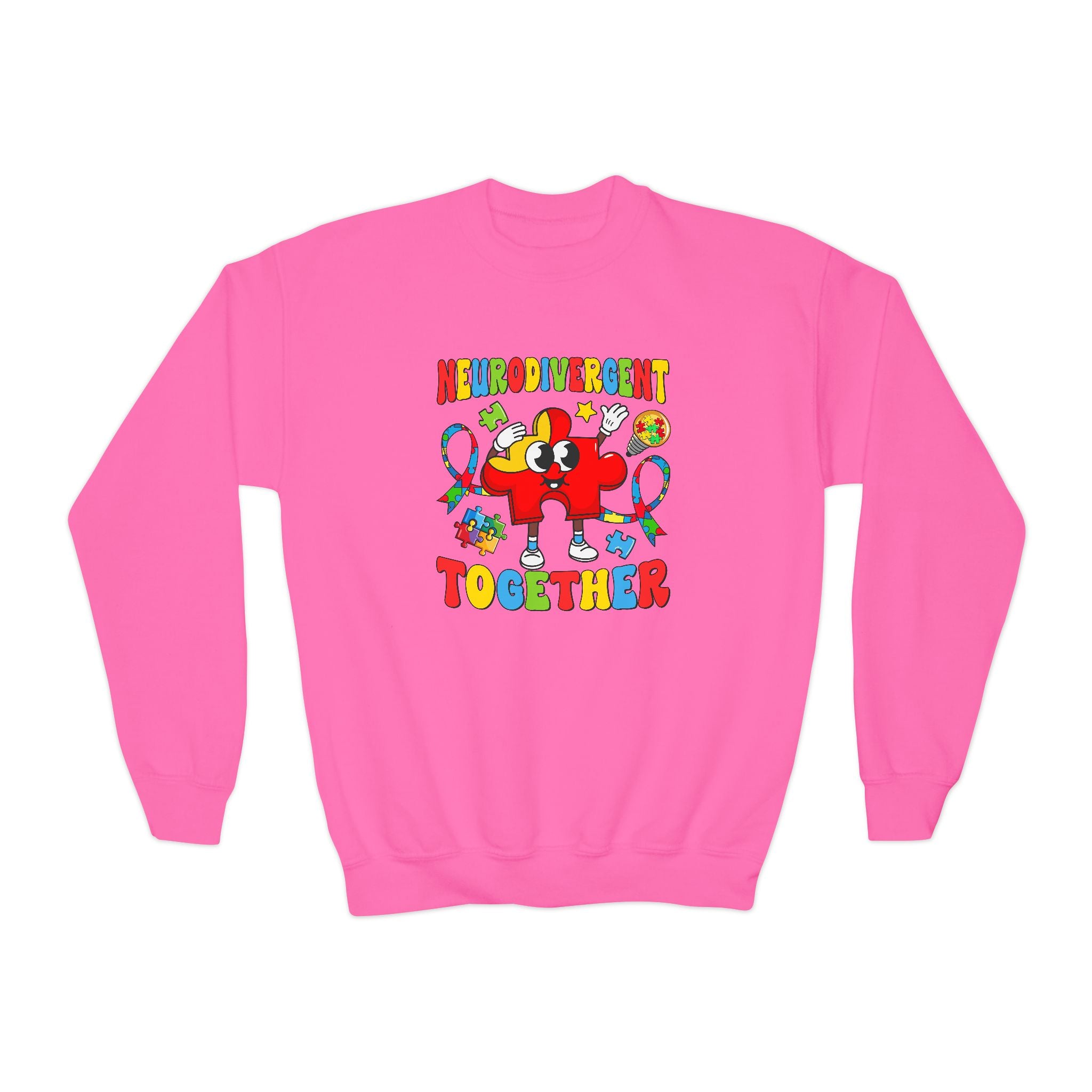 Neurodivergent Together, Youth Crewneck Sweatshirt