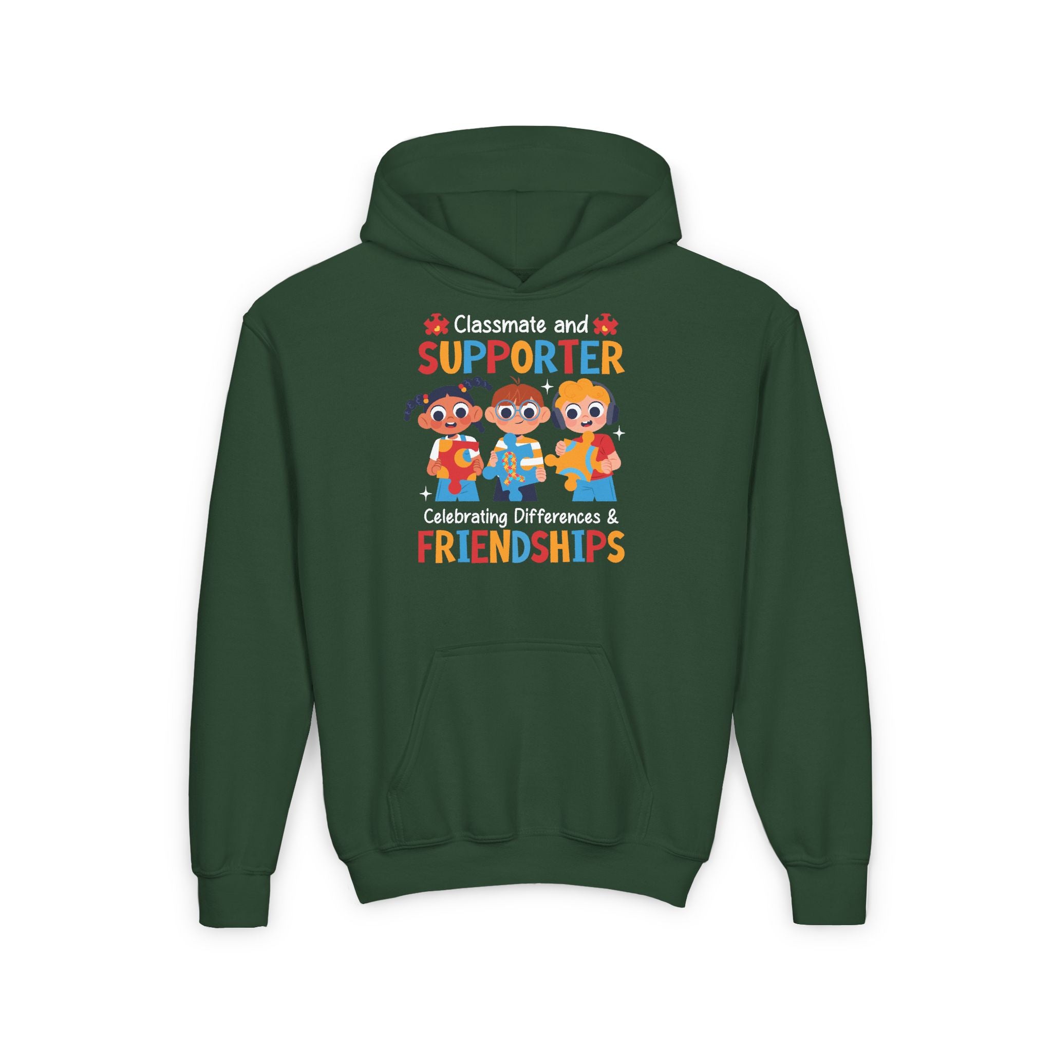 Classmate & Supporter, Celebrating Differences & Friendship, Autism Awareness Youth Hoodie