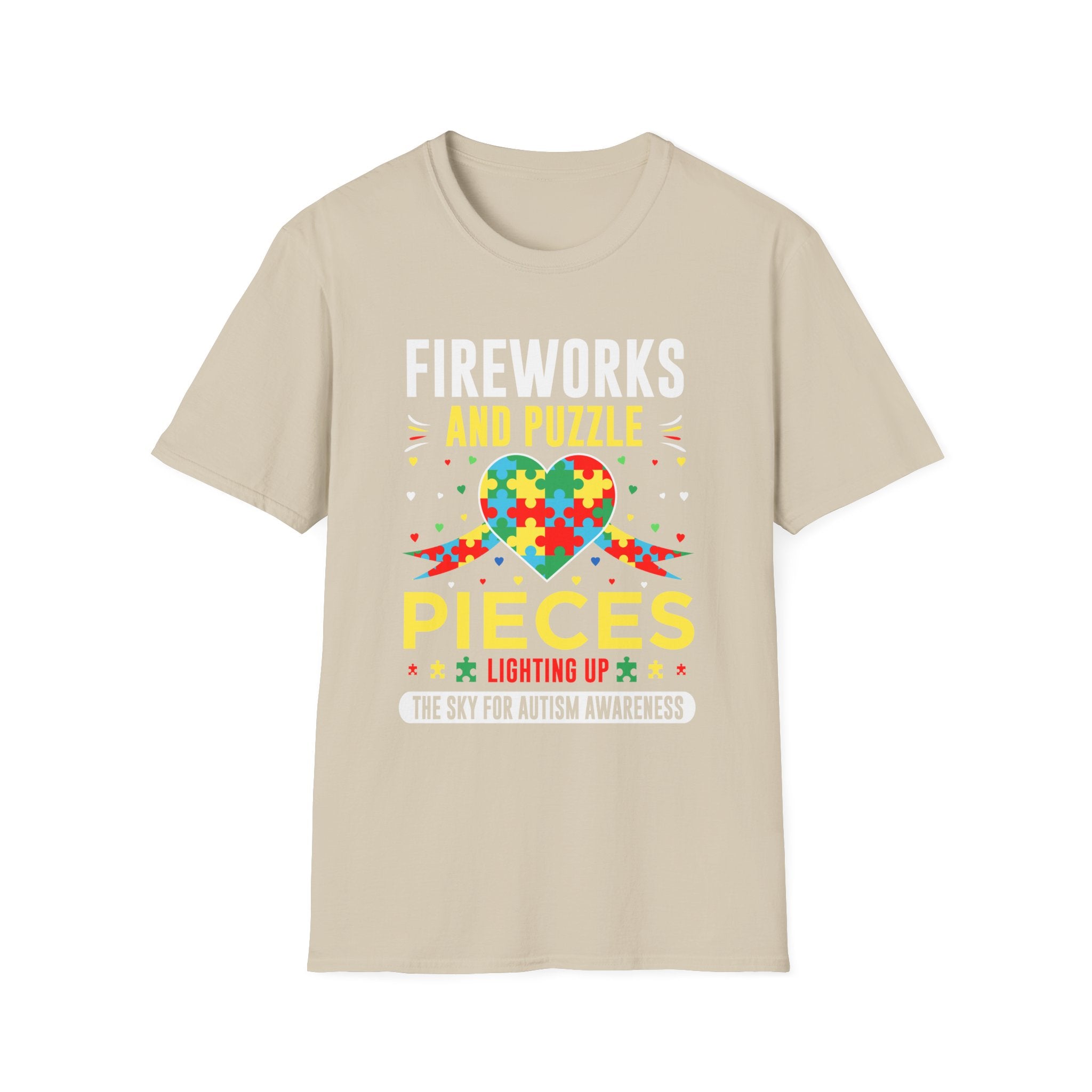 Fire Works and puzzle Autism Awareness , Adult T-Shirt