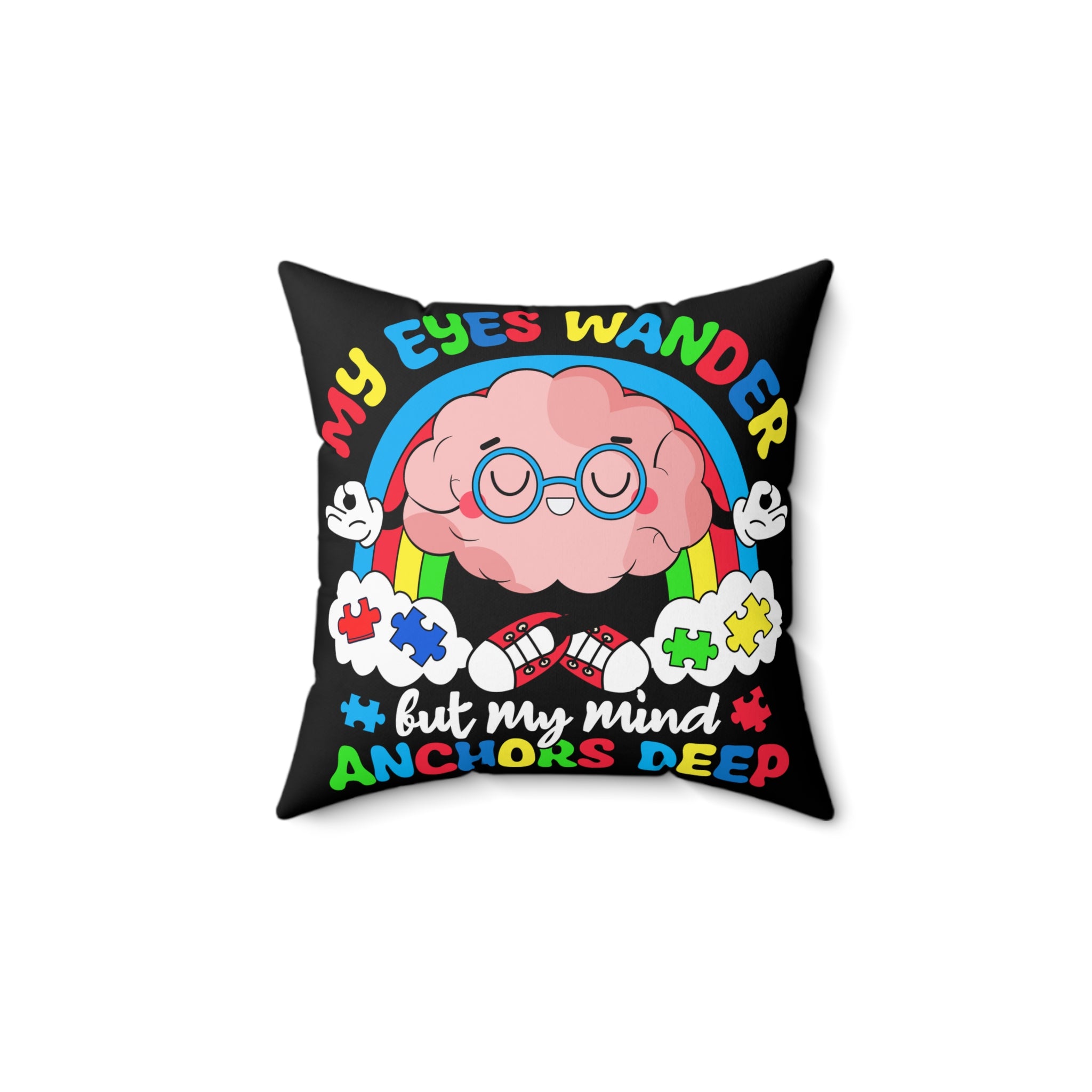 Anchors Deep Nonverbal Austim Spun Polyester Square Pillow