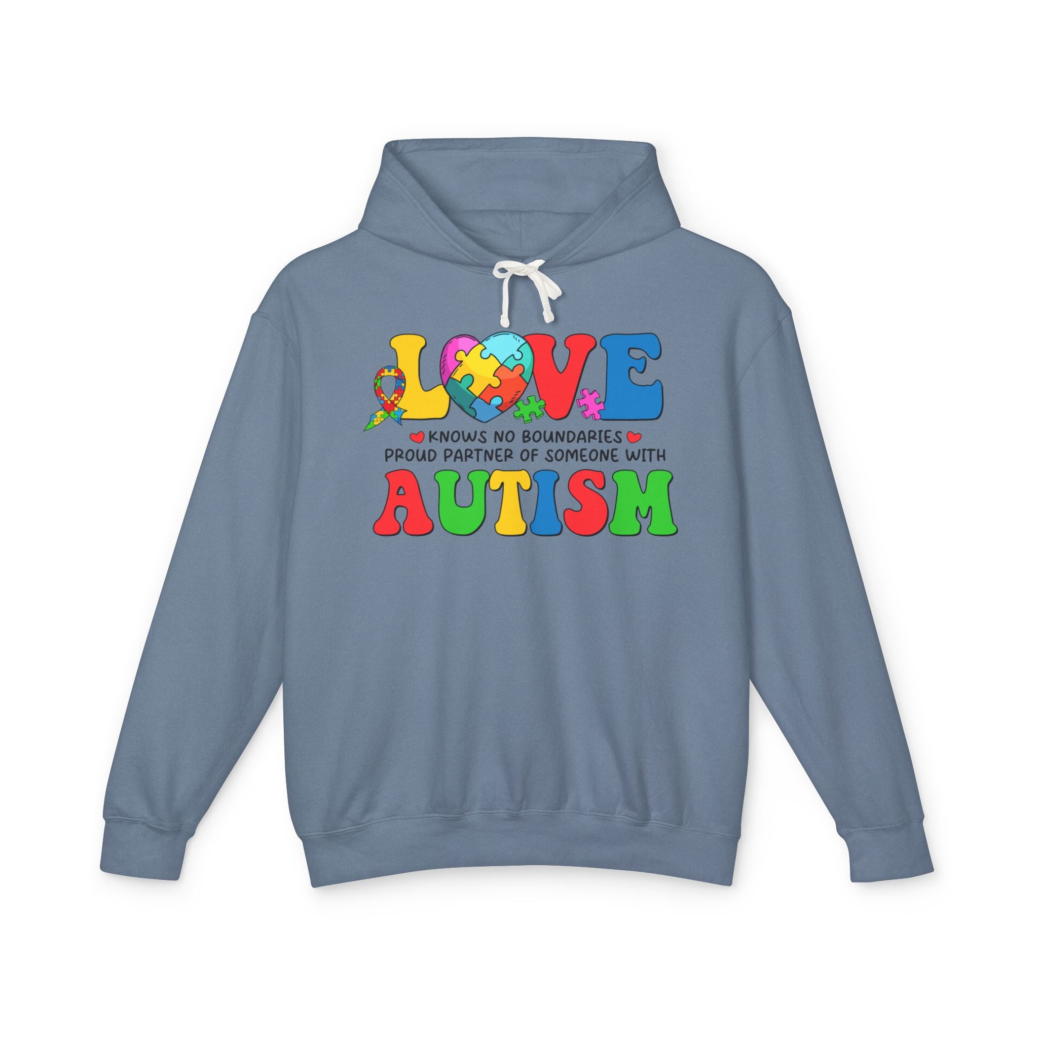 Love Knows No Boundaries Adult Hoodie | Proud Partner of Someone with Autism