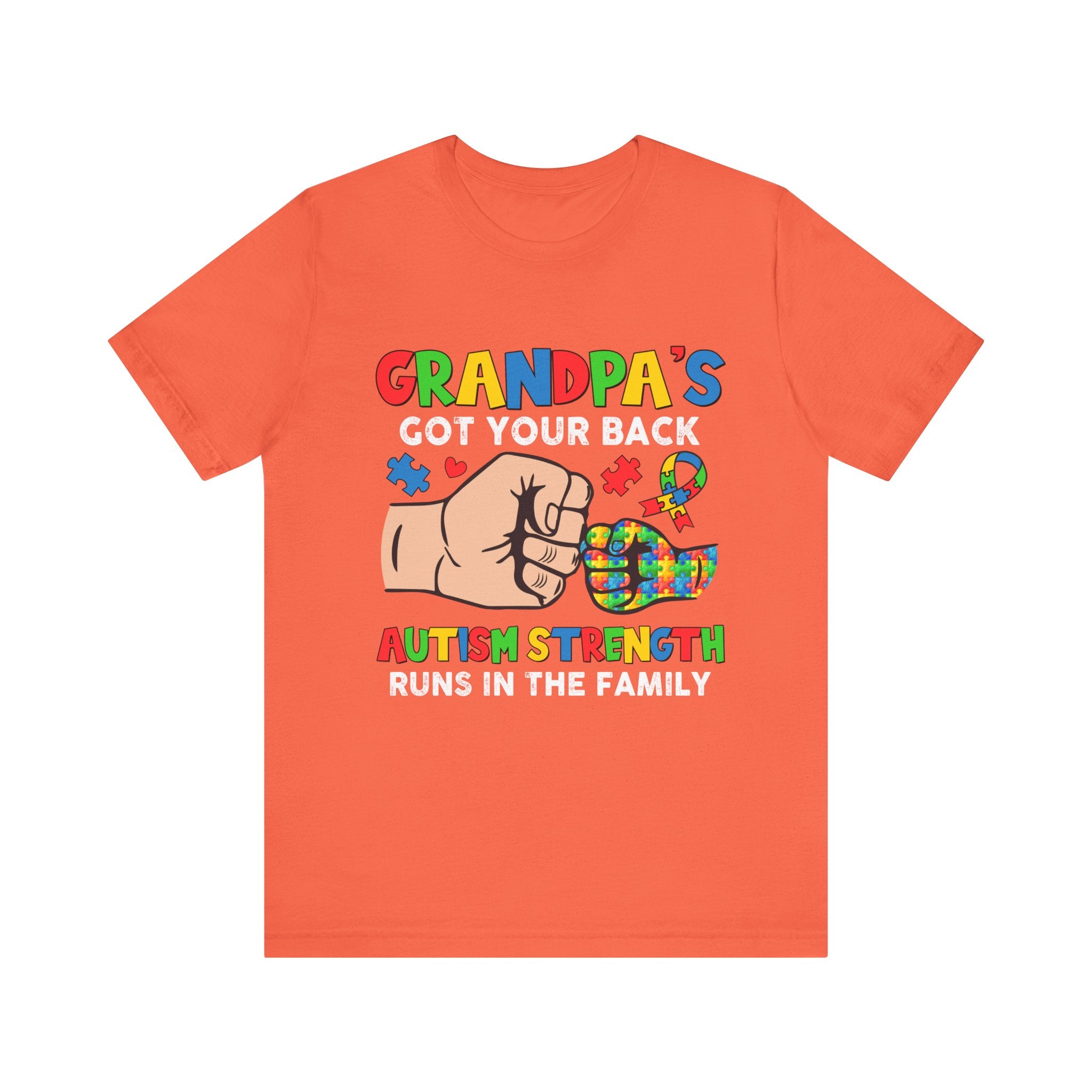 Grandpa’s Got Your Back, Autism Family Support Adult Tshirt | Proud Support T-Shirt for Autism Awareness